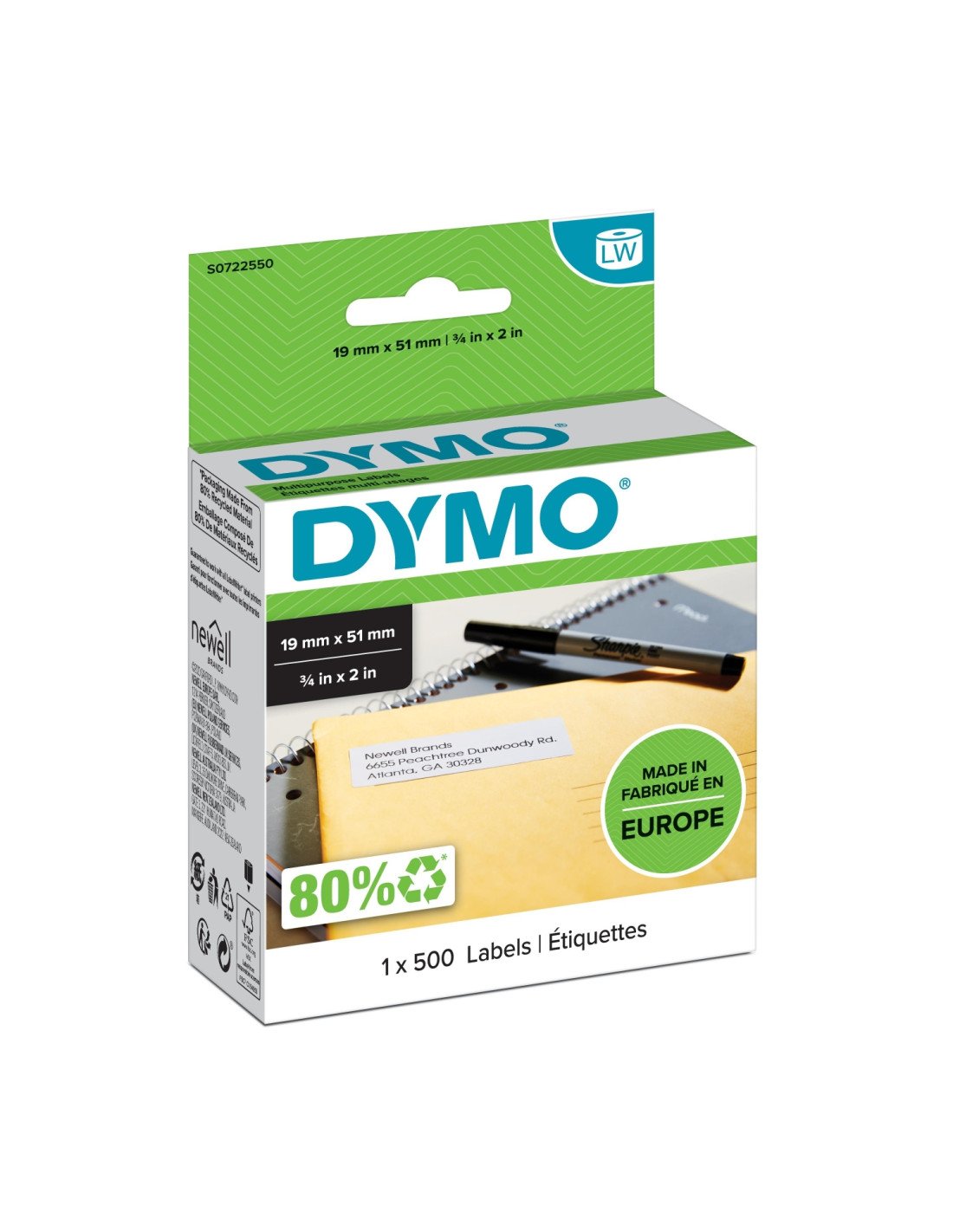 DYMO LW - Etiquetas multiuso - 19 x 51 mm - S0722550 Blanco