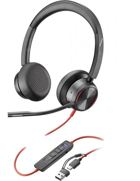 HP Poly Auriculares estéreo Poly Blackwire 8225 con certificación