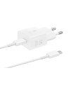 SAMSUNG POWER WALL CHARGER 25W USB-C WHITE + CABLE USB-C TO USB-C WHITE EP-T2510XWEGEU