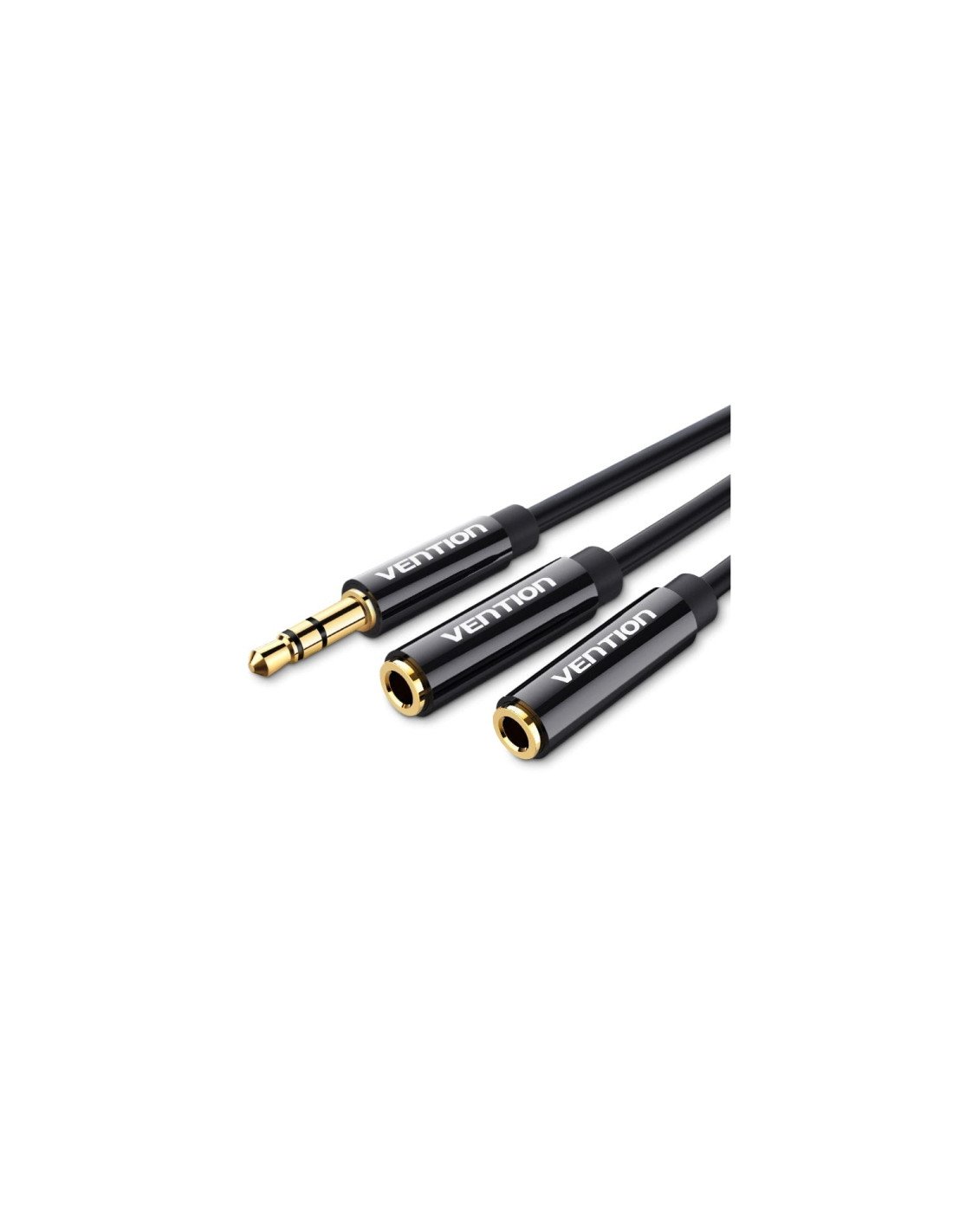 Vention Cable Estéreo BBSBY/ Jack 3.5 Macho - 2x Jack 3.5 Hembra/ 30cm/ Negro