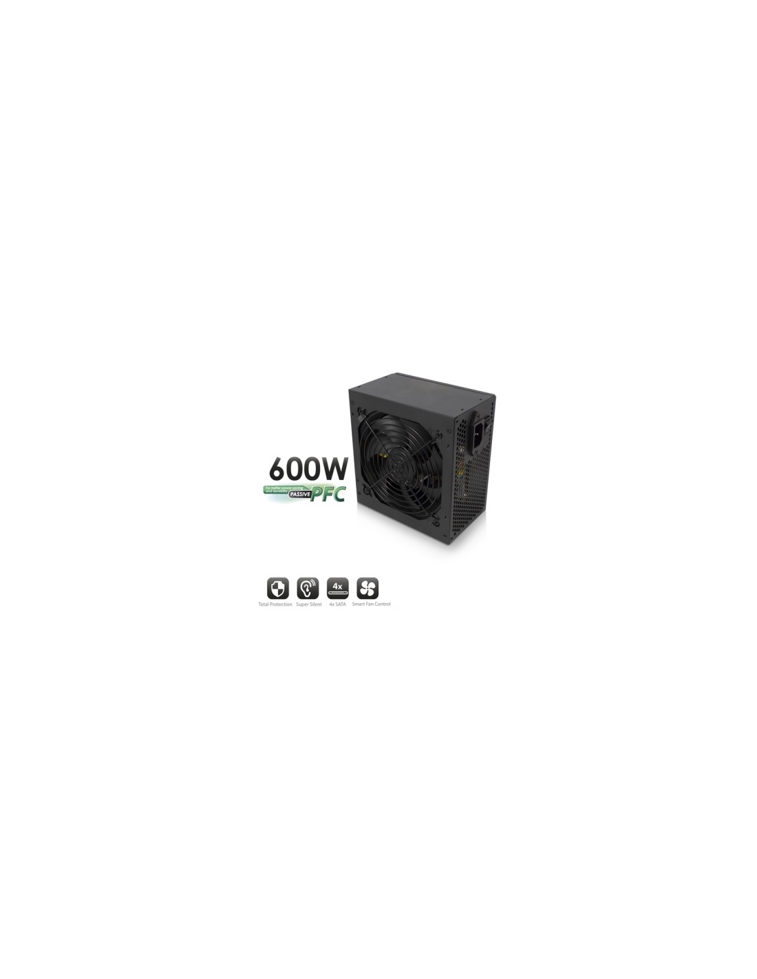 Ewent EW3908 unidad de fuente de alimentación 600 W 20+4 pin ATX ATX Negro