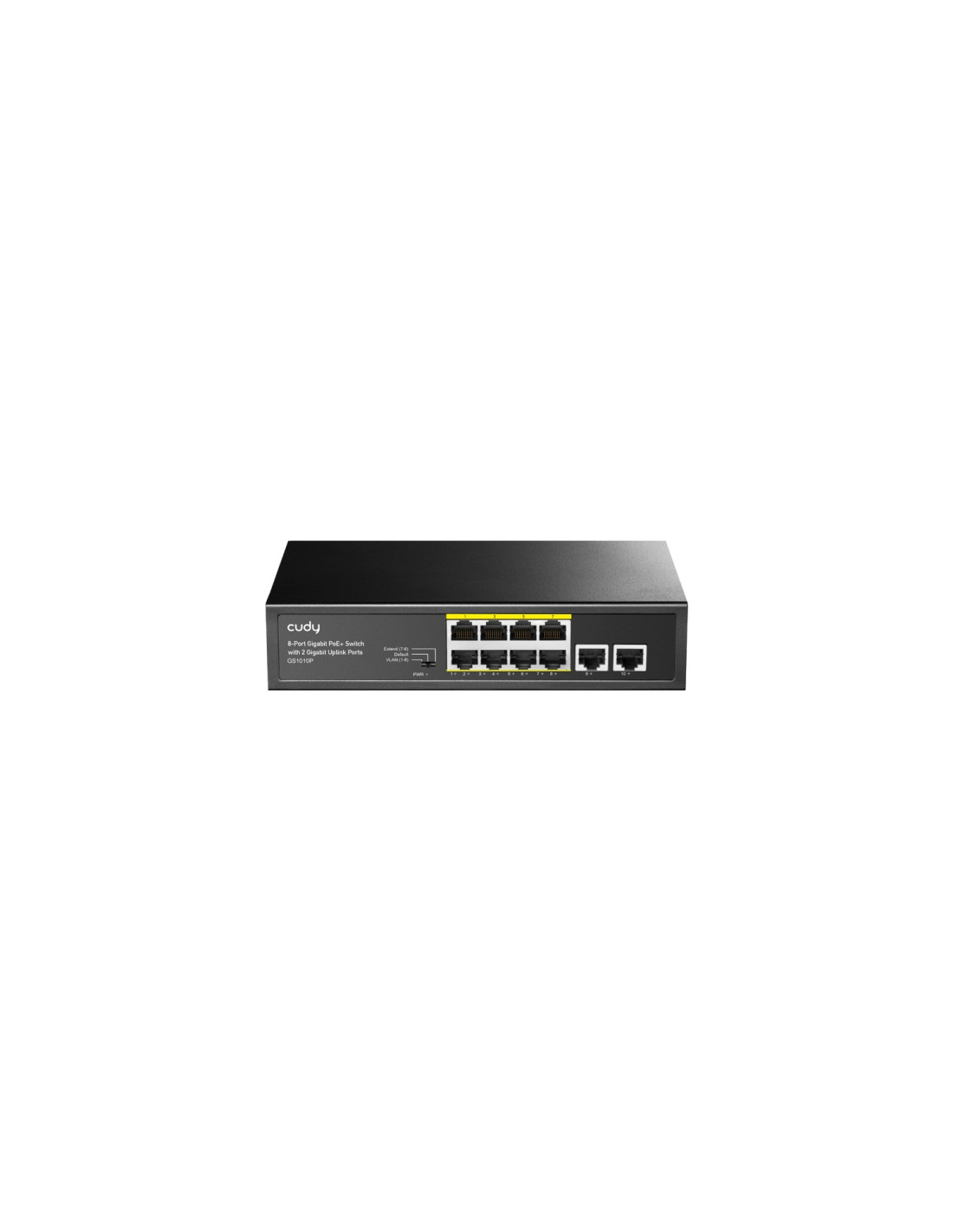 Cudy GS1010P switch Gigabit Ethernet (10/100/1000) Energía sobre Ethernet (PoE) Montaje en pared/escritorio Negro