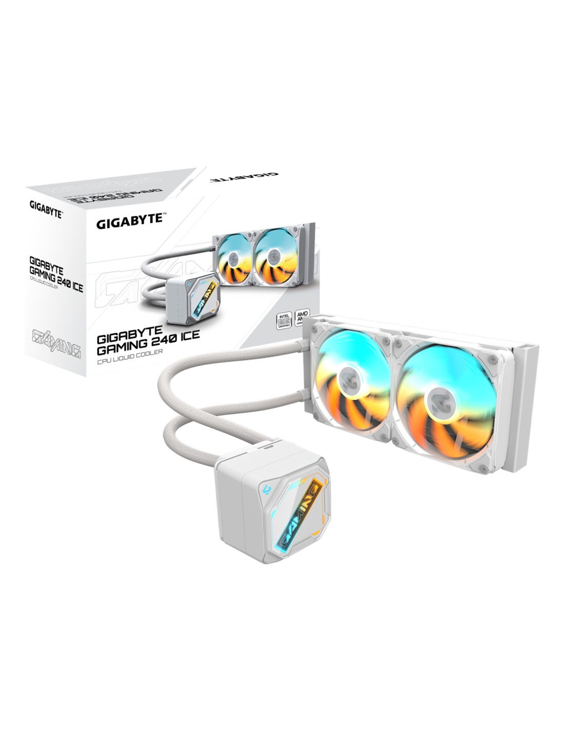 GIGABYTE GAMING 240 ICE Refrigeración Líquida para CPU - 2x120mm Ventiladores ARGB, mecanismo de enclavamiento deslizante, DAISY