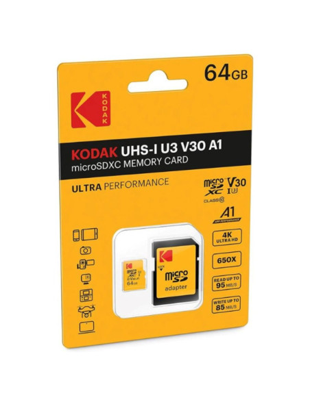 Memoria Micro SDXC 64GB UHS-I U3 V30 A1 100MB/S Kodak