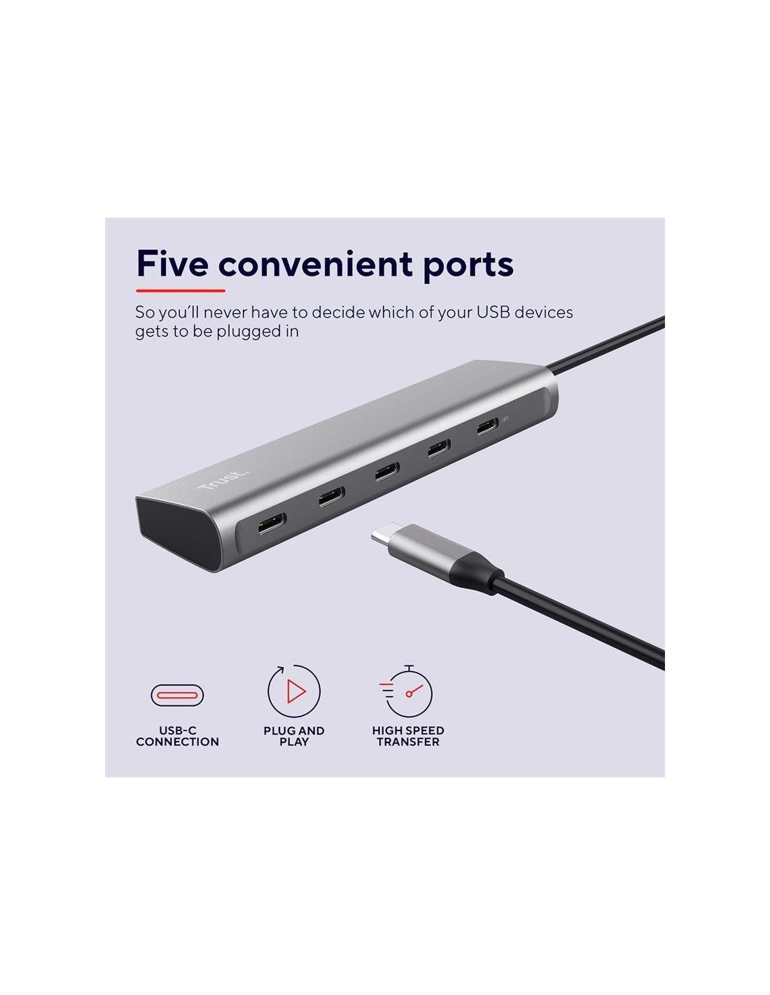 HUB USB-C TRUST 5 PUERTOS HALYX USB-C 3.2