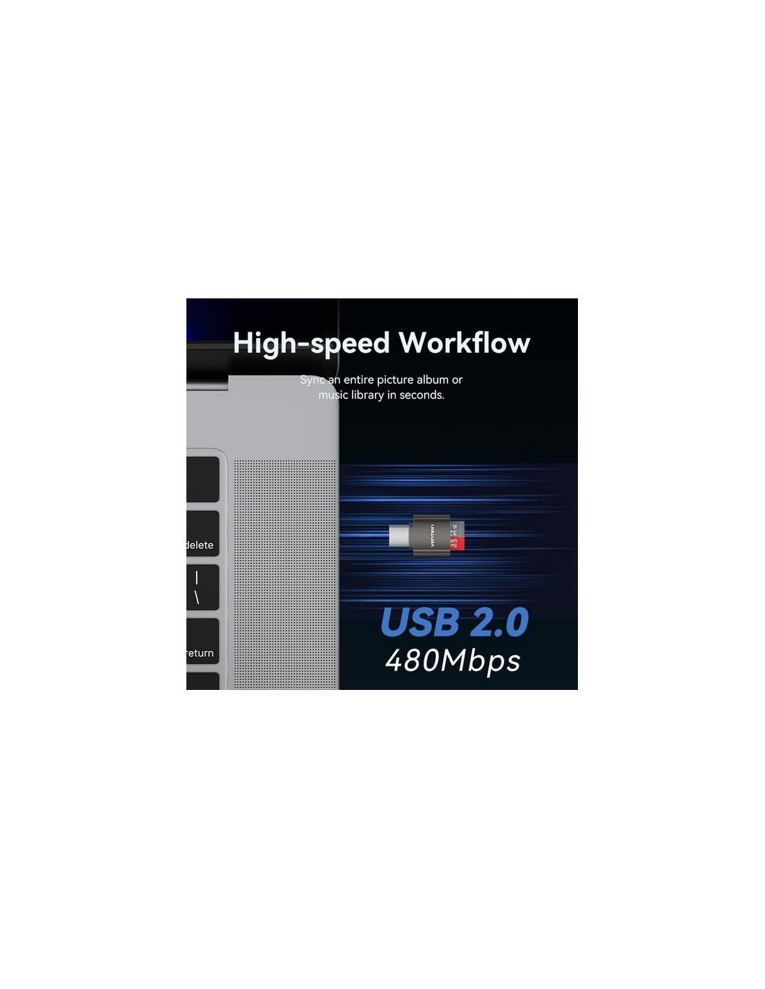 LECTOR DE TARJETAS EXTERNO VENTION USB-C MICROSD BLACK