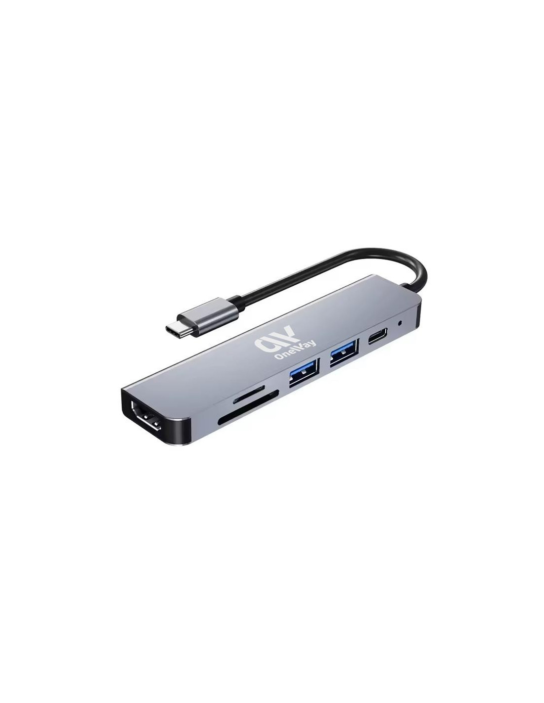 DOCK HUB ONEWAY USB-C 6 EN 1 HDMI 4K/2 USB 3.0/USB-C/SD+MICRO SD GREY