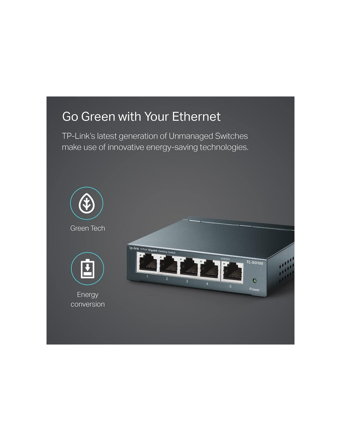 SWITCH TP-LINK TL-SG105S GIGABIT 5 PUERTOS METALICO