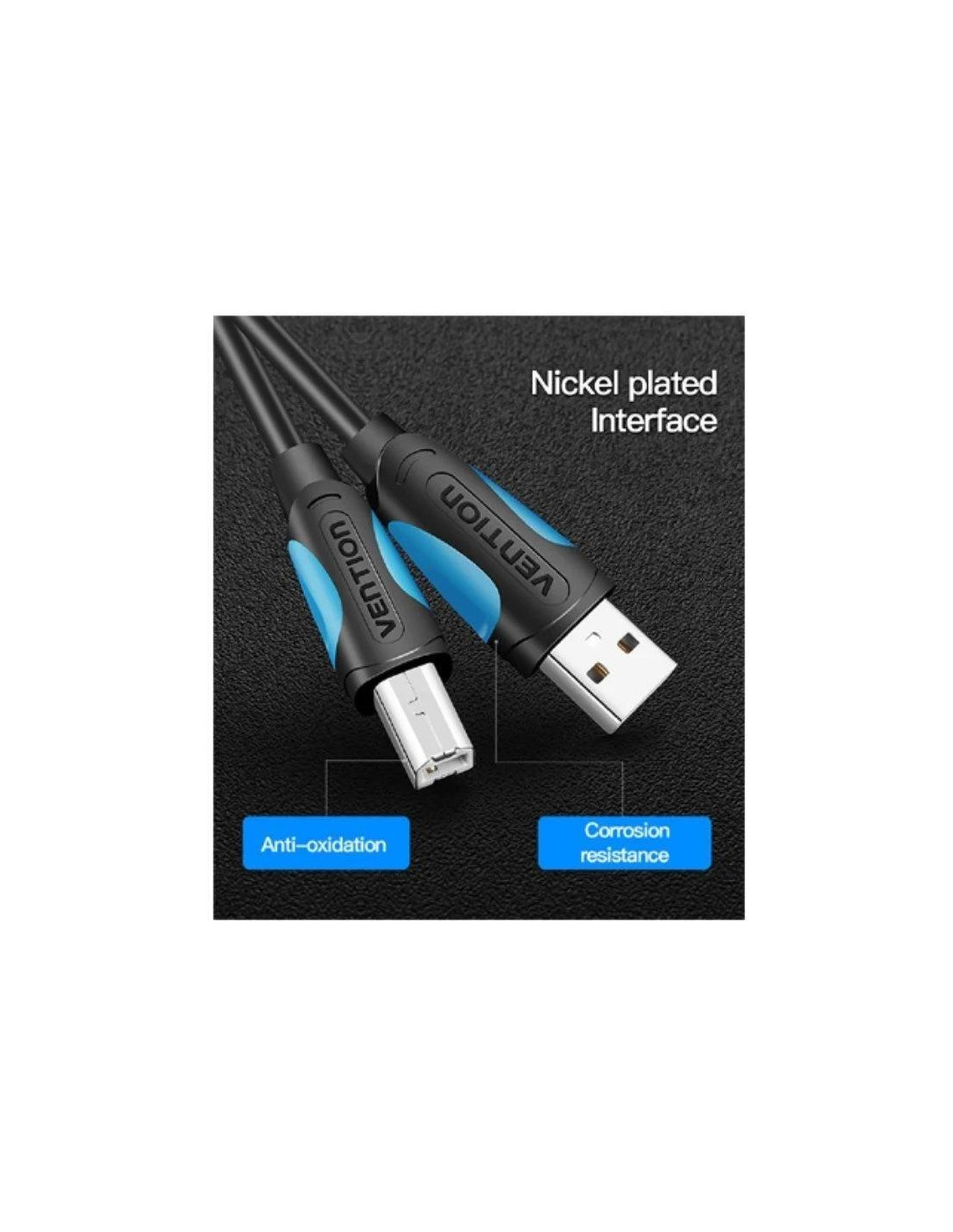 CABLE USB 2.0 VENTION USB-A/M - USB-B/M 1M 480MBPS BLACK