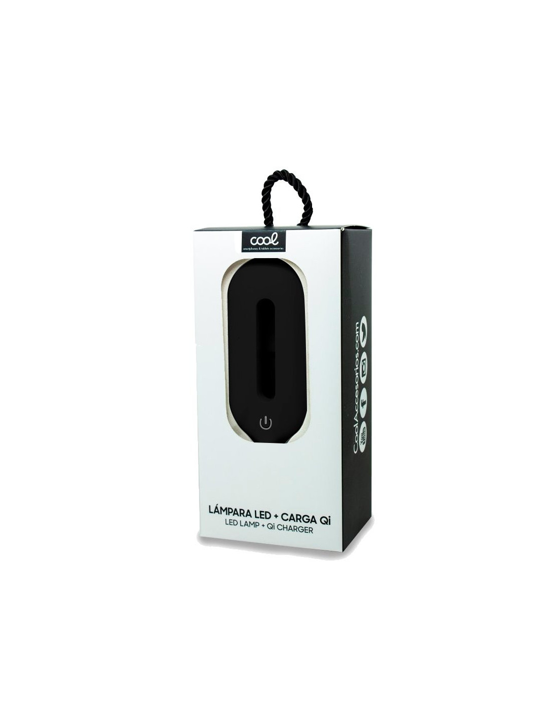 LÁMPARA LED + BASE CARGA INALAMBRICA NEGRO