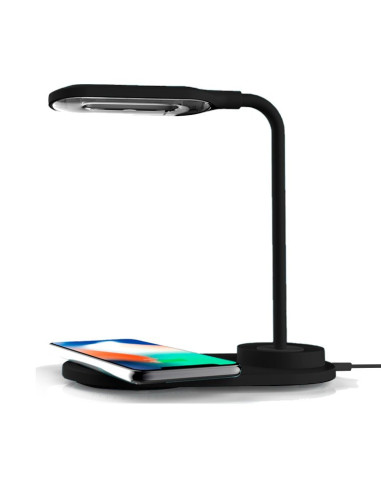 LÁMPARA LED + BASE CARGA INALAMBRICA NEGRO