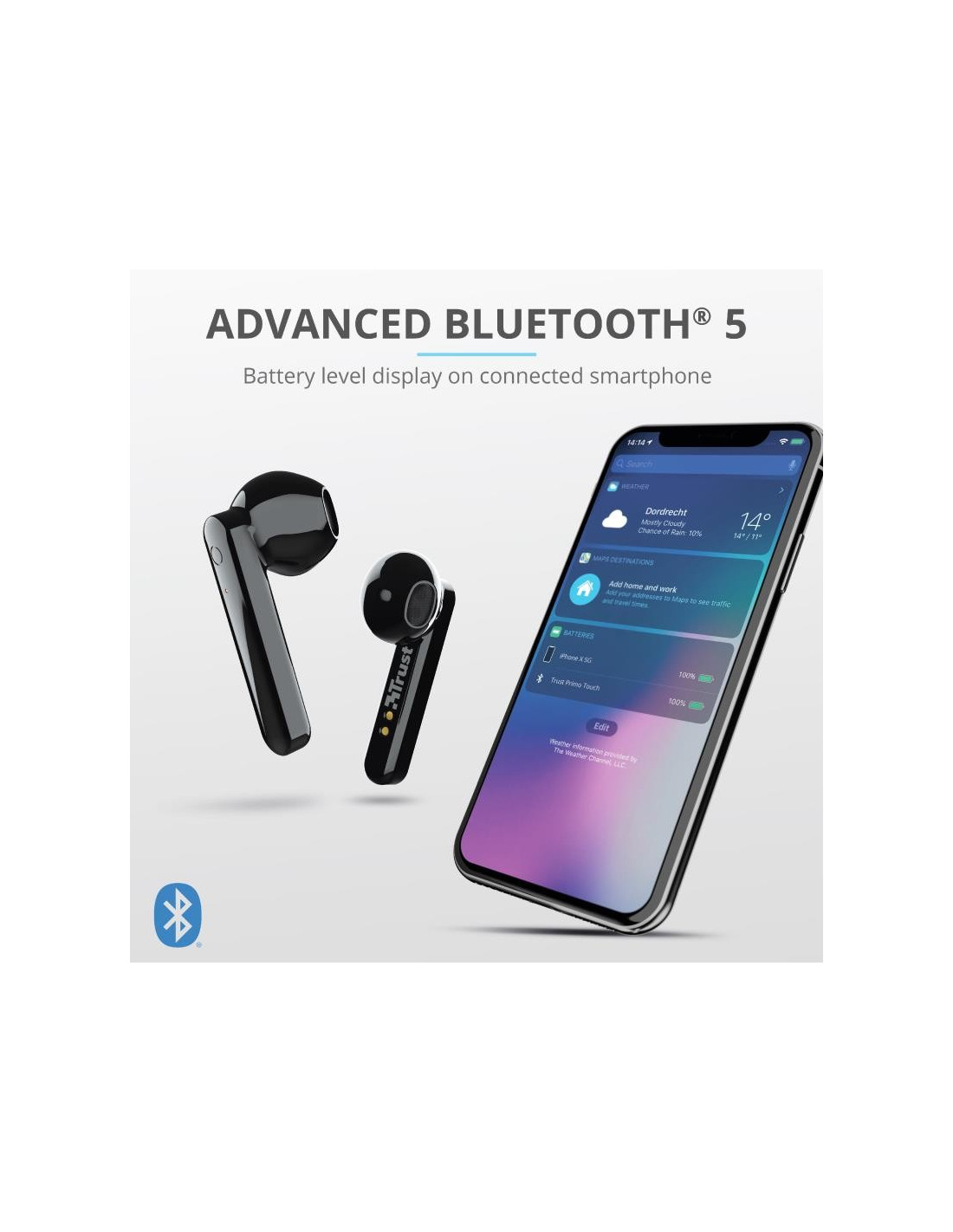 AURICULARES TRUST PRIMO TOUCH EARPHONES BLUETOOTH WIRELESS BLACK