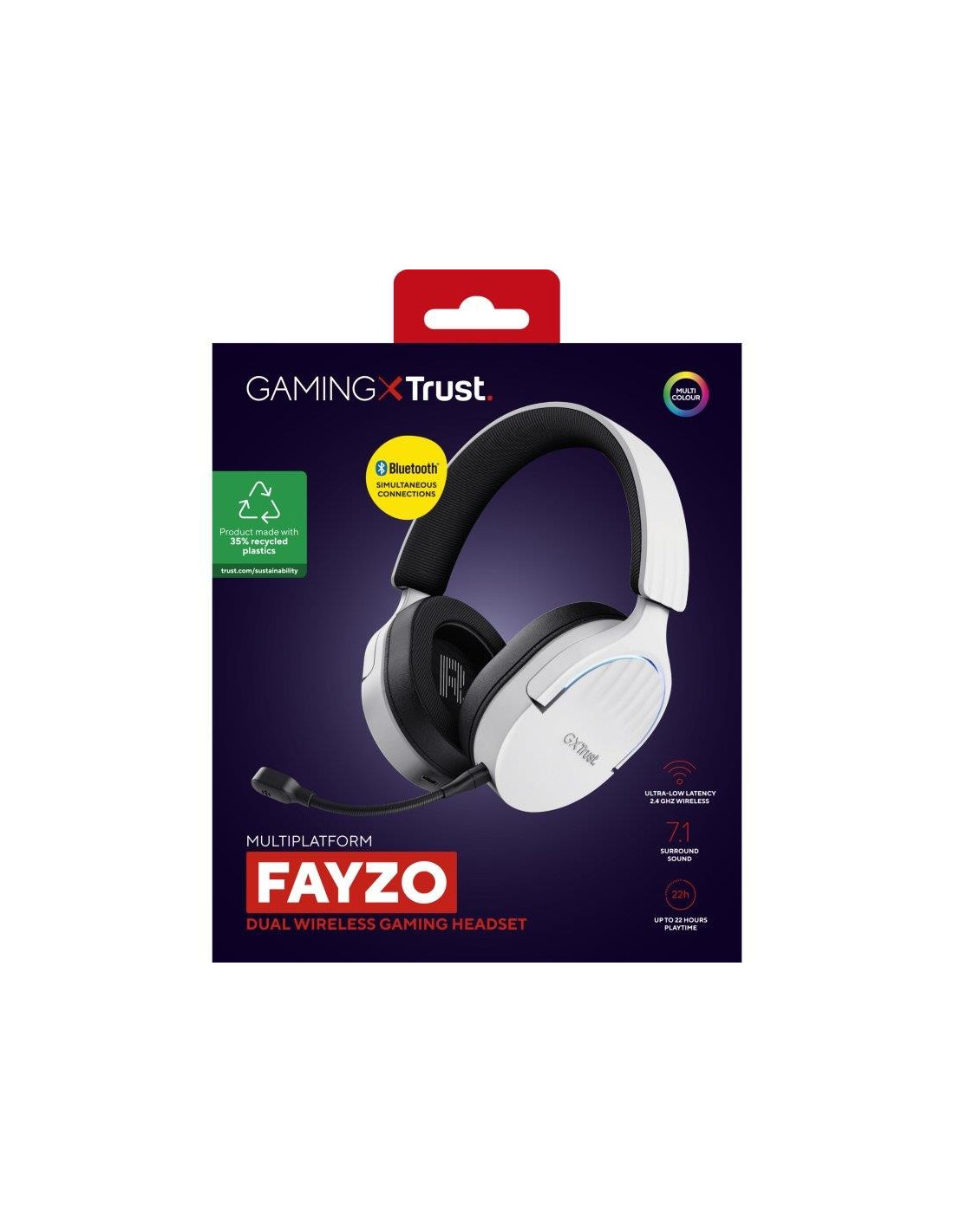 AURICULARES + MICROFONO TRUST GAMING RGB GXT 491W FAYZO HEADSET WIRELESS