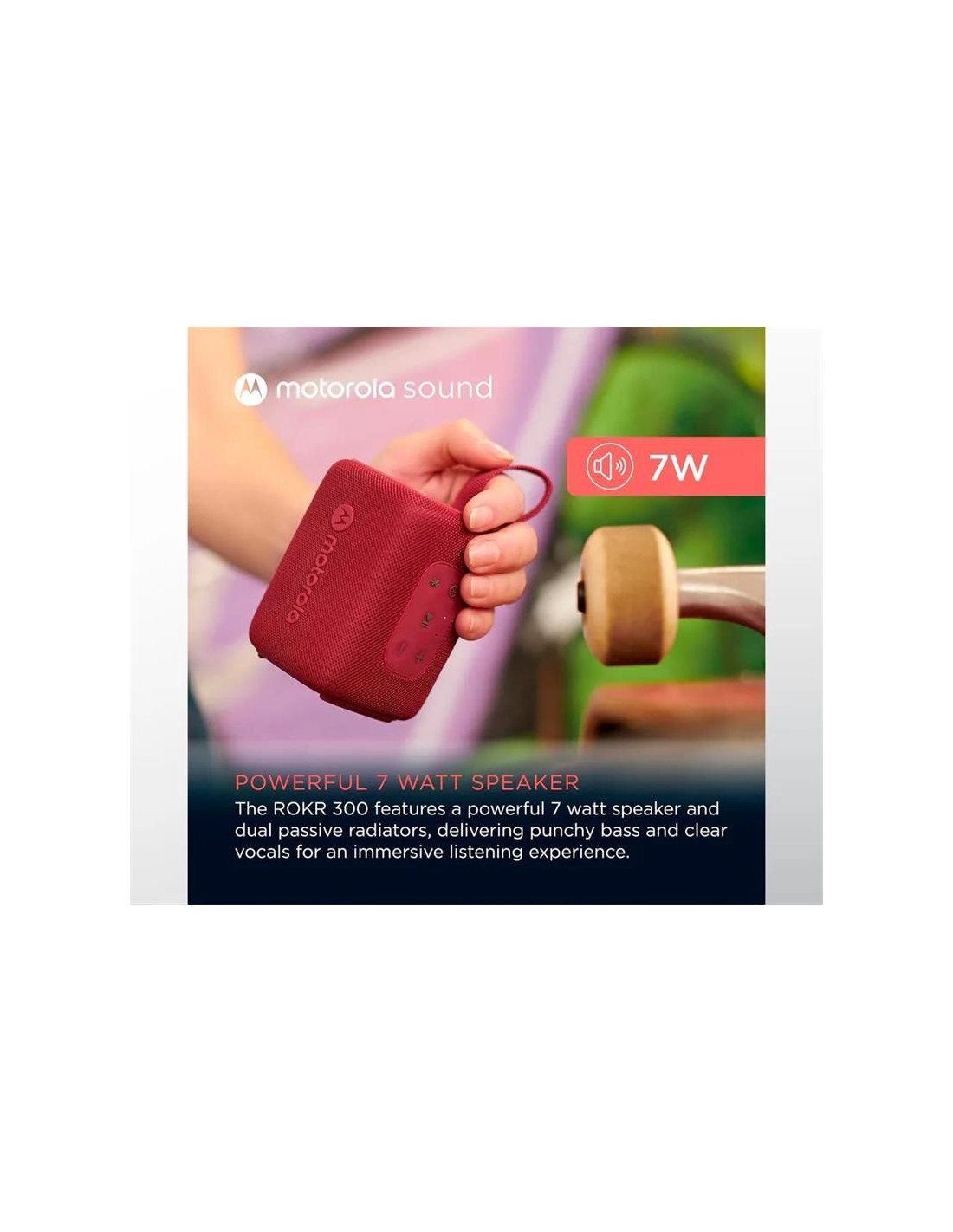 ALTAVOZ MOTOROLA ROKR 300 WIRELESS BLUETOOTH 5.3 IP67 RED