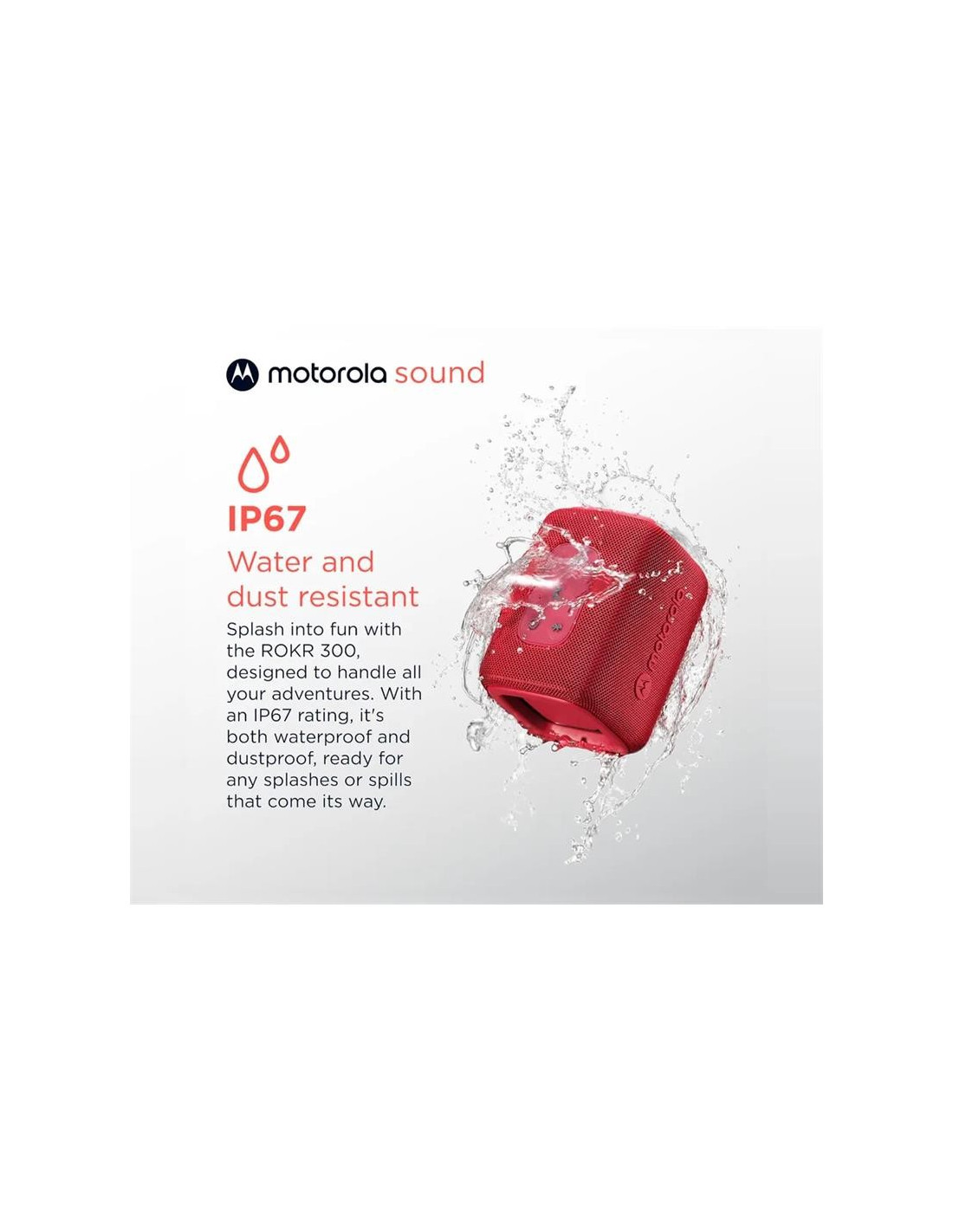 ALTAVOZ MOTOROLA ROKR 300 WIRELESS BLUETOOTH 5.3 IP67 RED