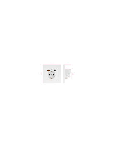 Nanocable Base de enchufe de pared tipo schuko con 1xUSB-A QC 3.0 +