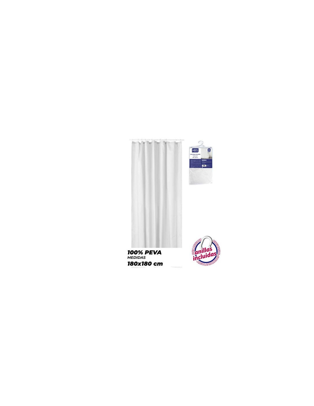 CORTINA DE BAÑO 180X180 BLANCA HBS