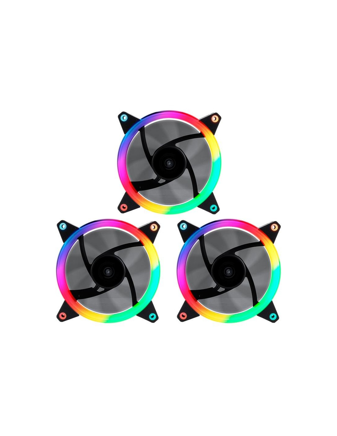 PACK 3 VENTILADORES 12CM UNYKACH CANDY 30 ARGB + CONTROLADORA