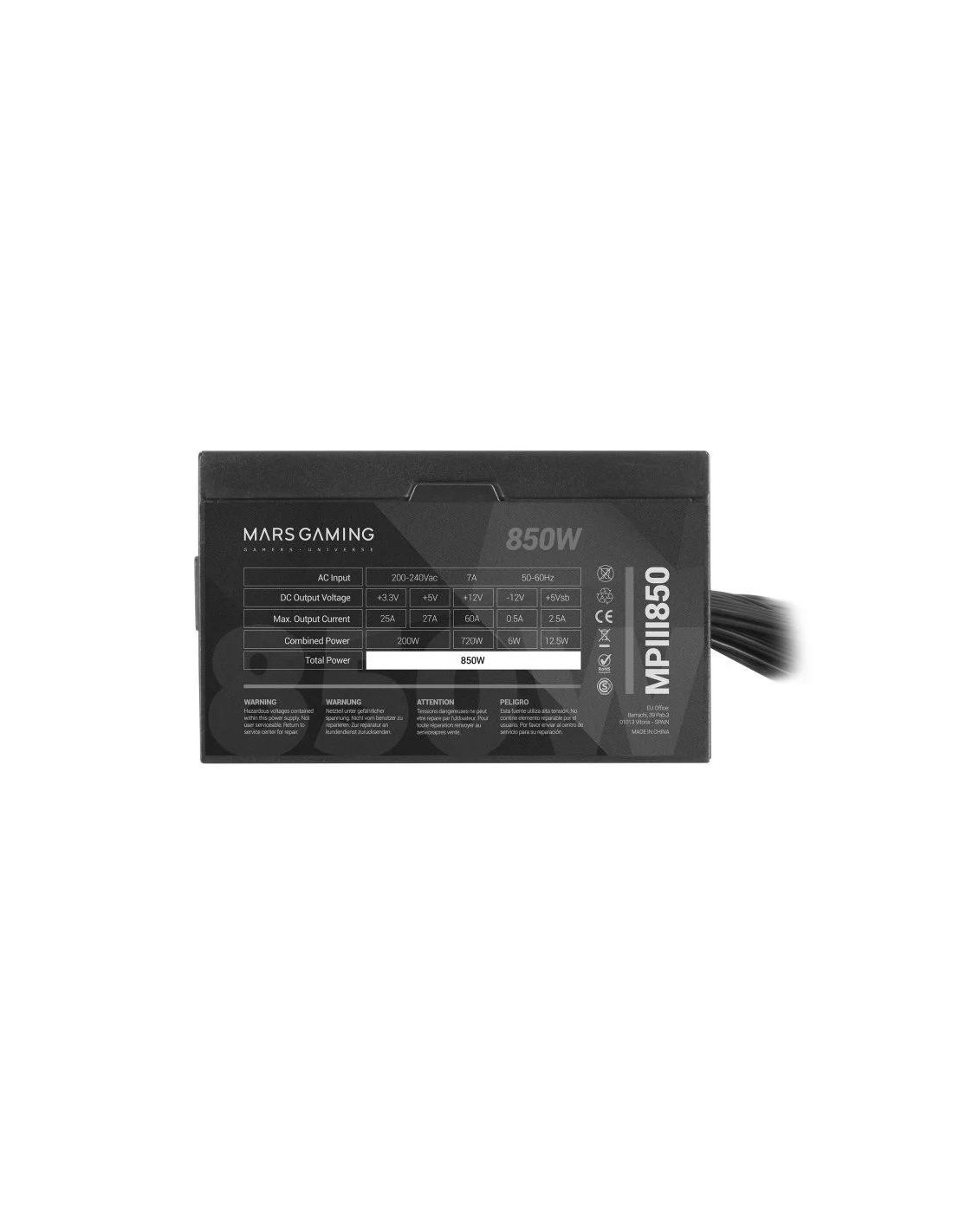 FUENTE DE ALIMENTACION MARS GAMING MPIII 850W ATX