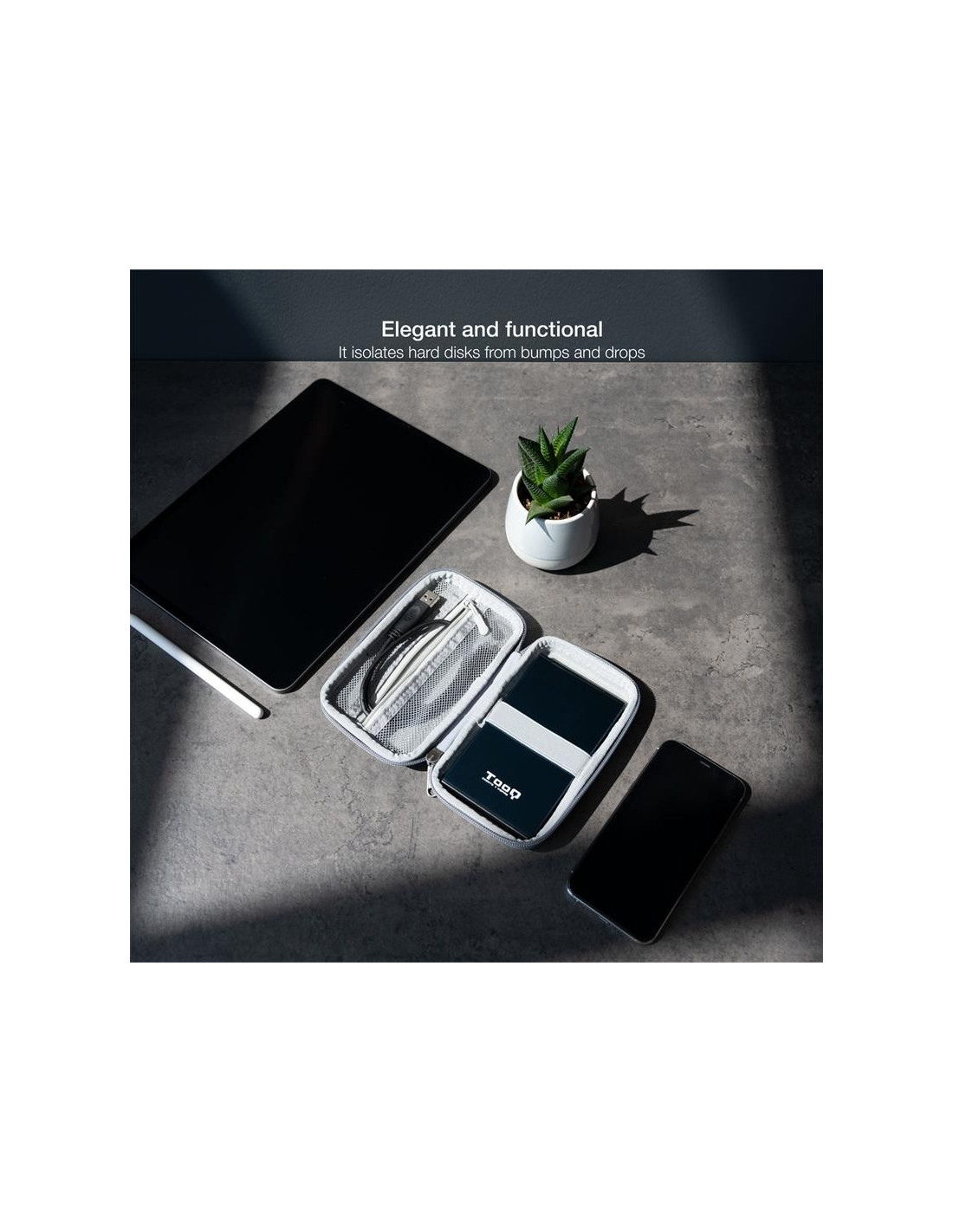 FUNDA TOOQ PARA DISCO DURO EXTERNO DE 2,5 GREY