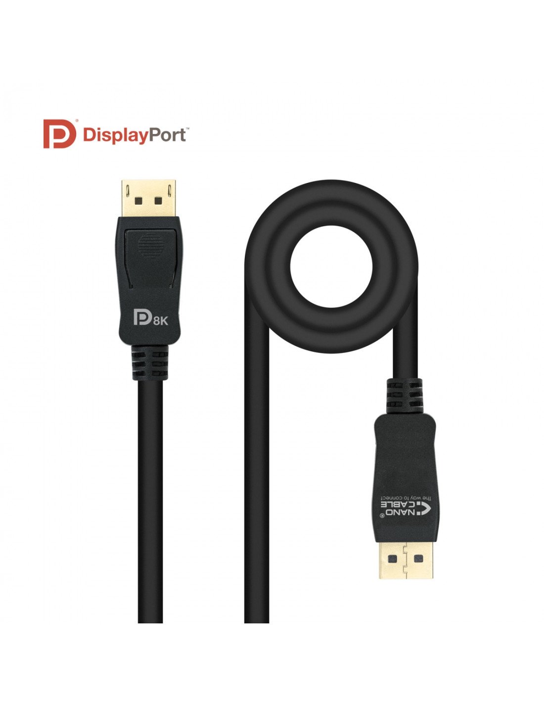Nanocable Cable DISPLAYPORT 1.4 CERTIFICADO VESA, DP/M â€“ DP/M, Negro, 1.5 m