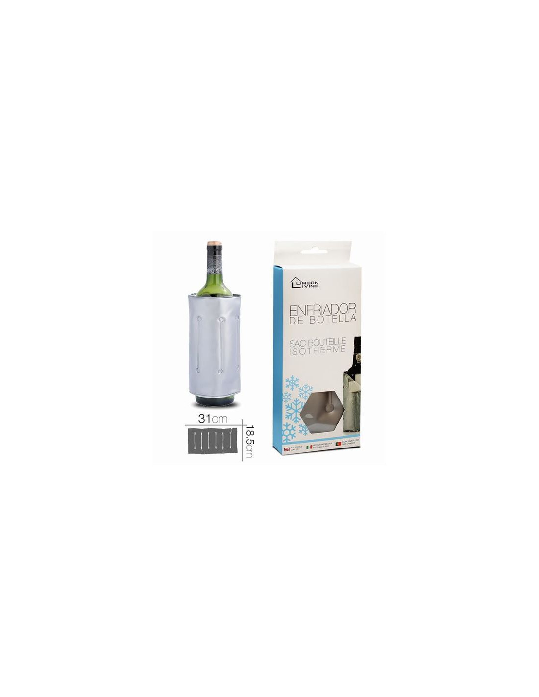 ENFRIADOR DE BOTELLAS PLASTICO PLATEADO URBAN LIVING