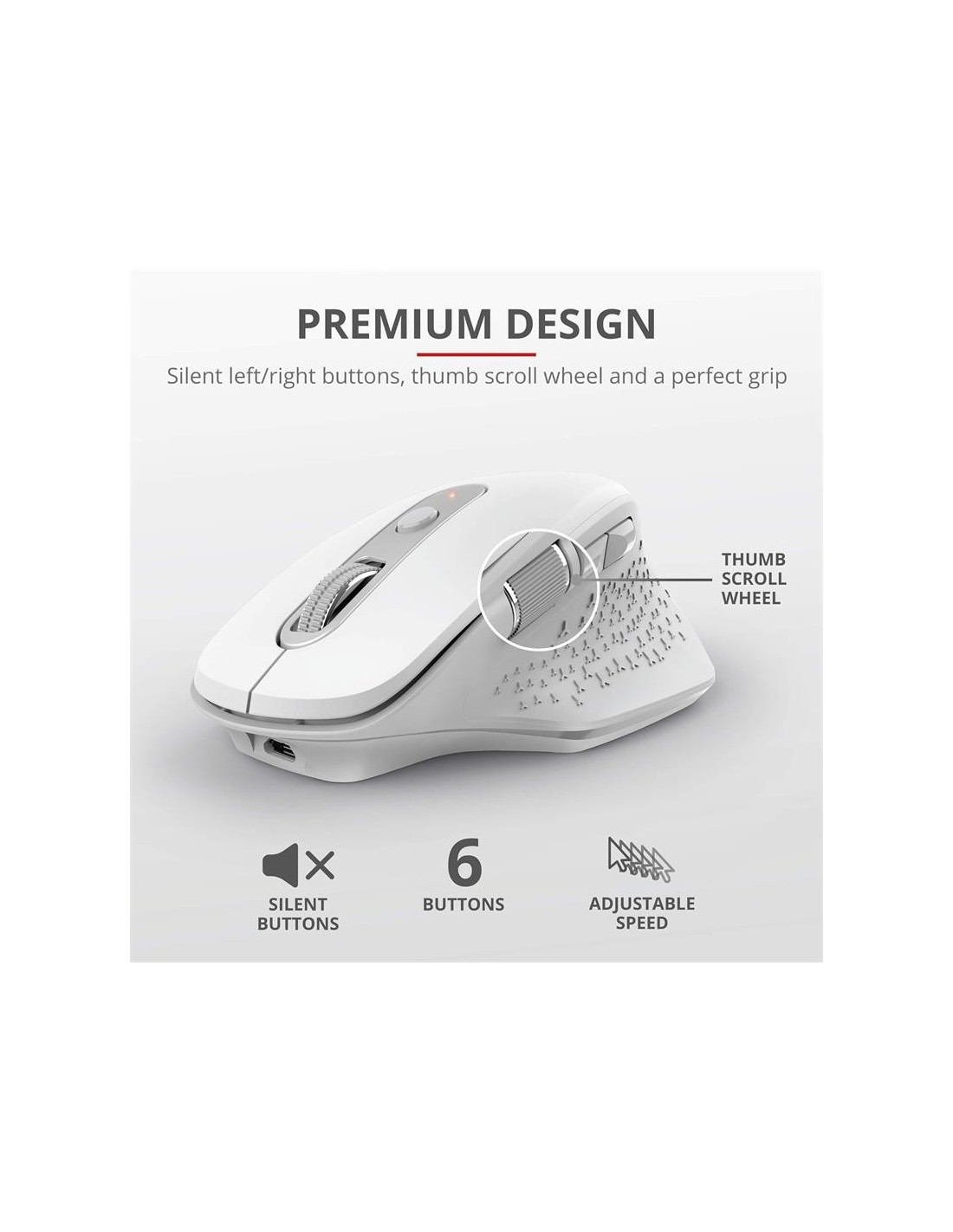 RATON TRUST OZAA ERGONOMICO RECARGABLE WIRELESS WHITE