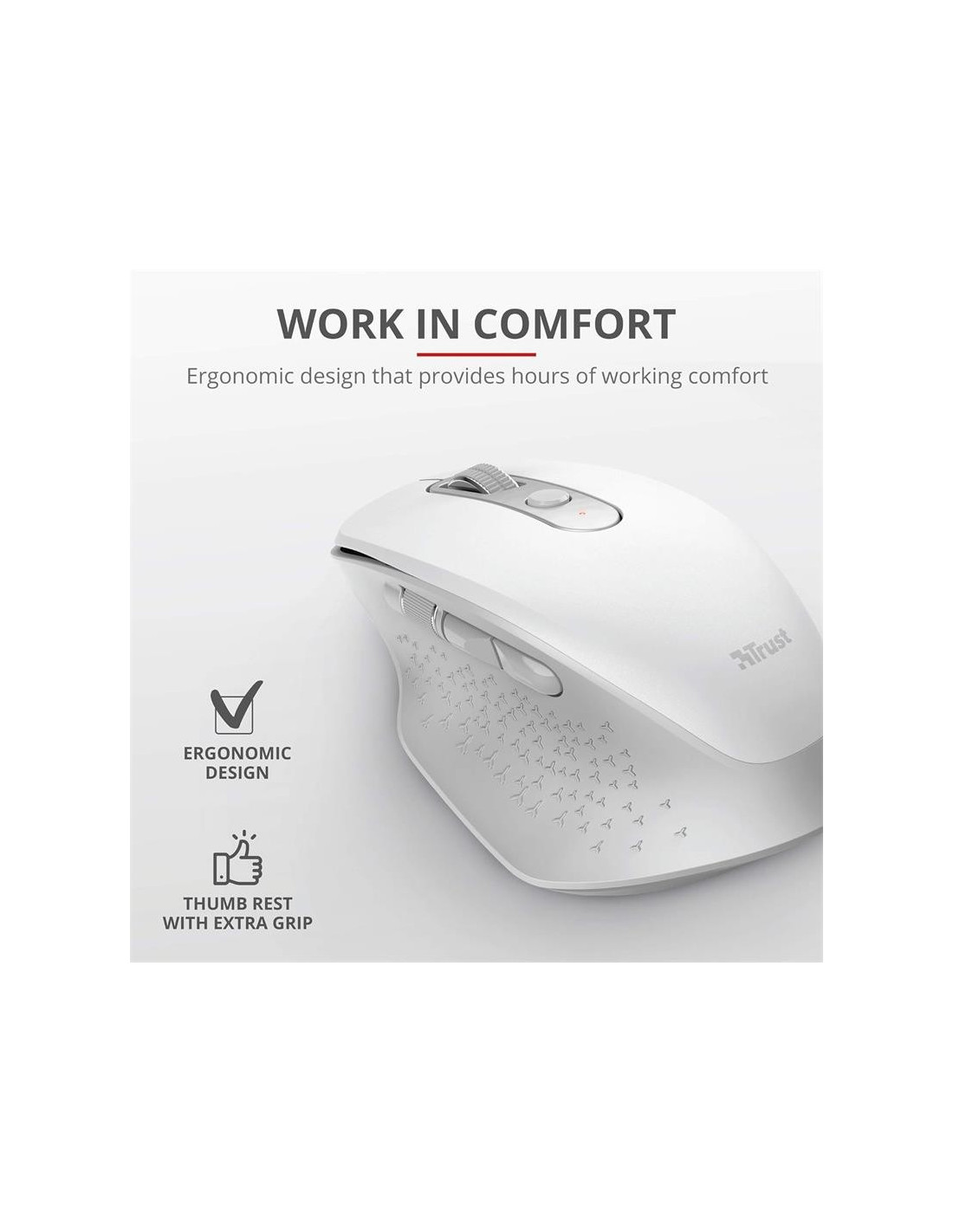 RATON TRUST OZAA ERGONOMICO RECARGABLE WIRELESS WHITE
