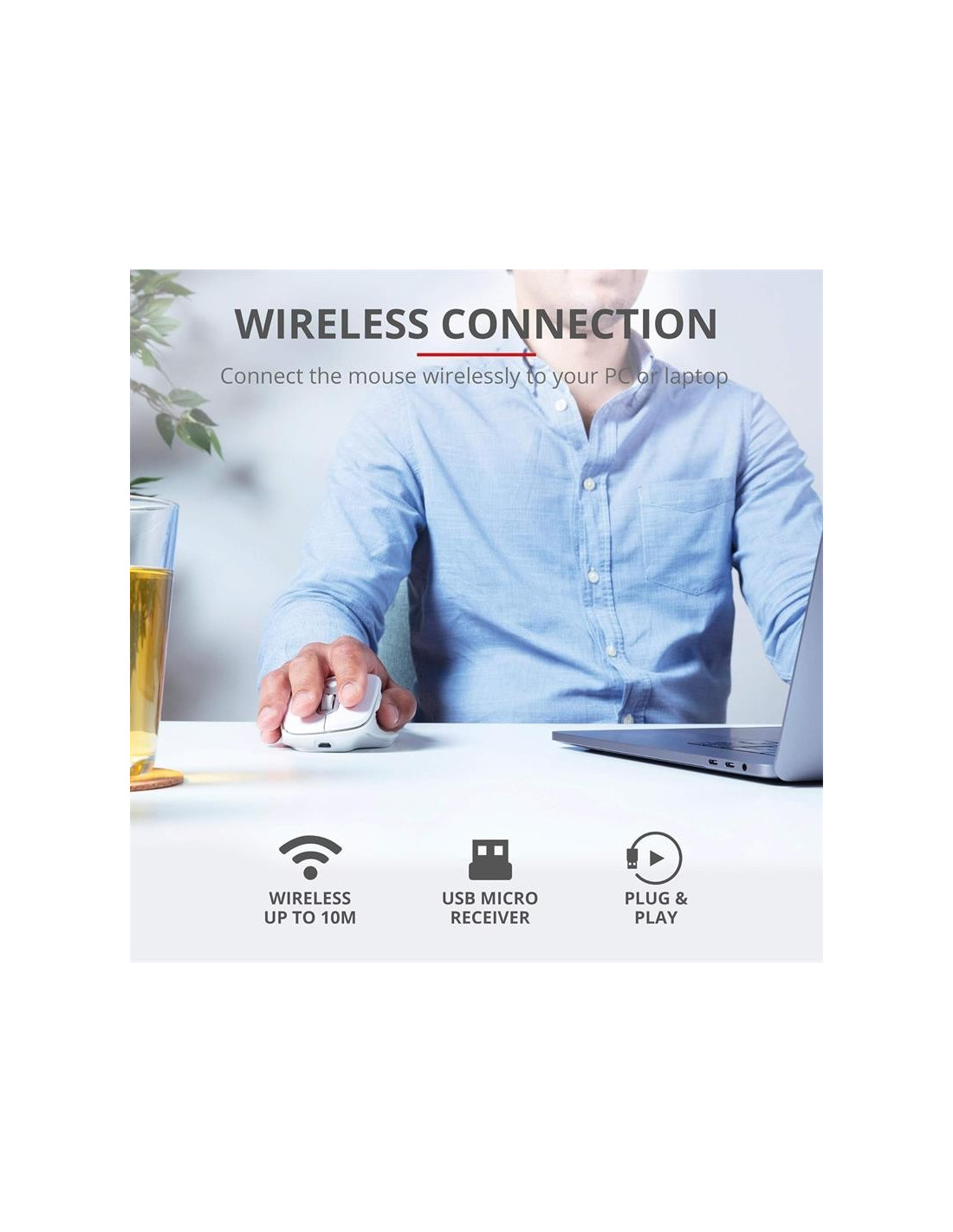 RATON TRUST OZAA ERGONOMICO RECARGABLE WIRELESS WHITE