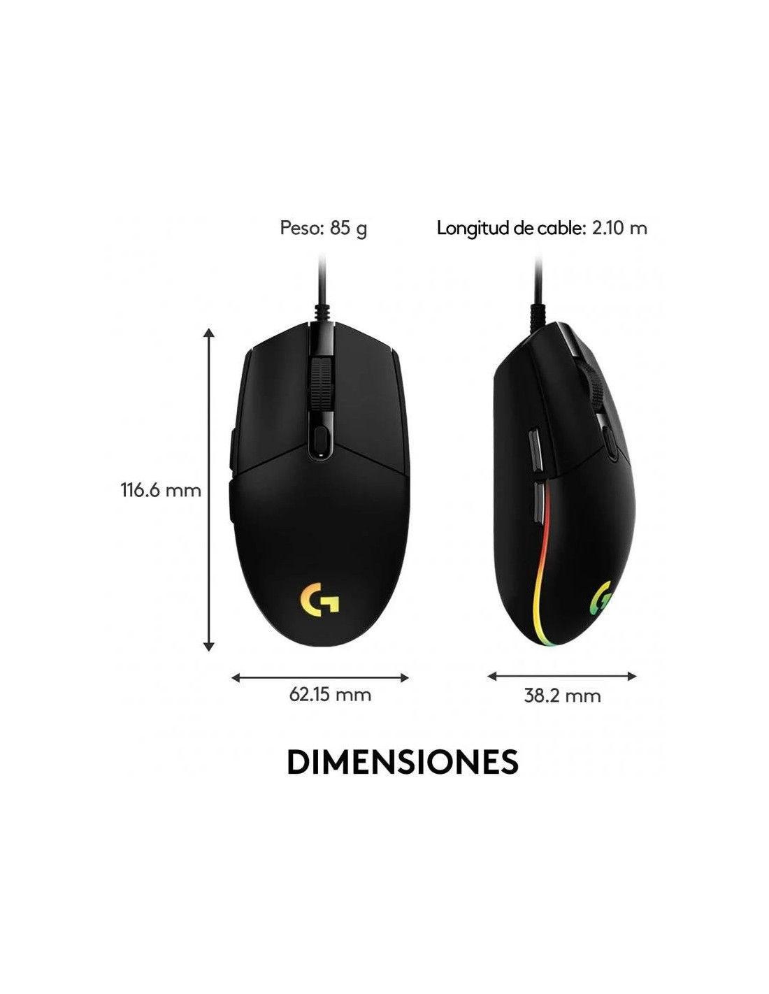 RATON LOGITECH G203 LIGHTSYNC RGB USB BLACK