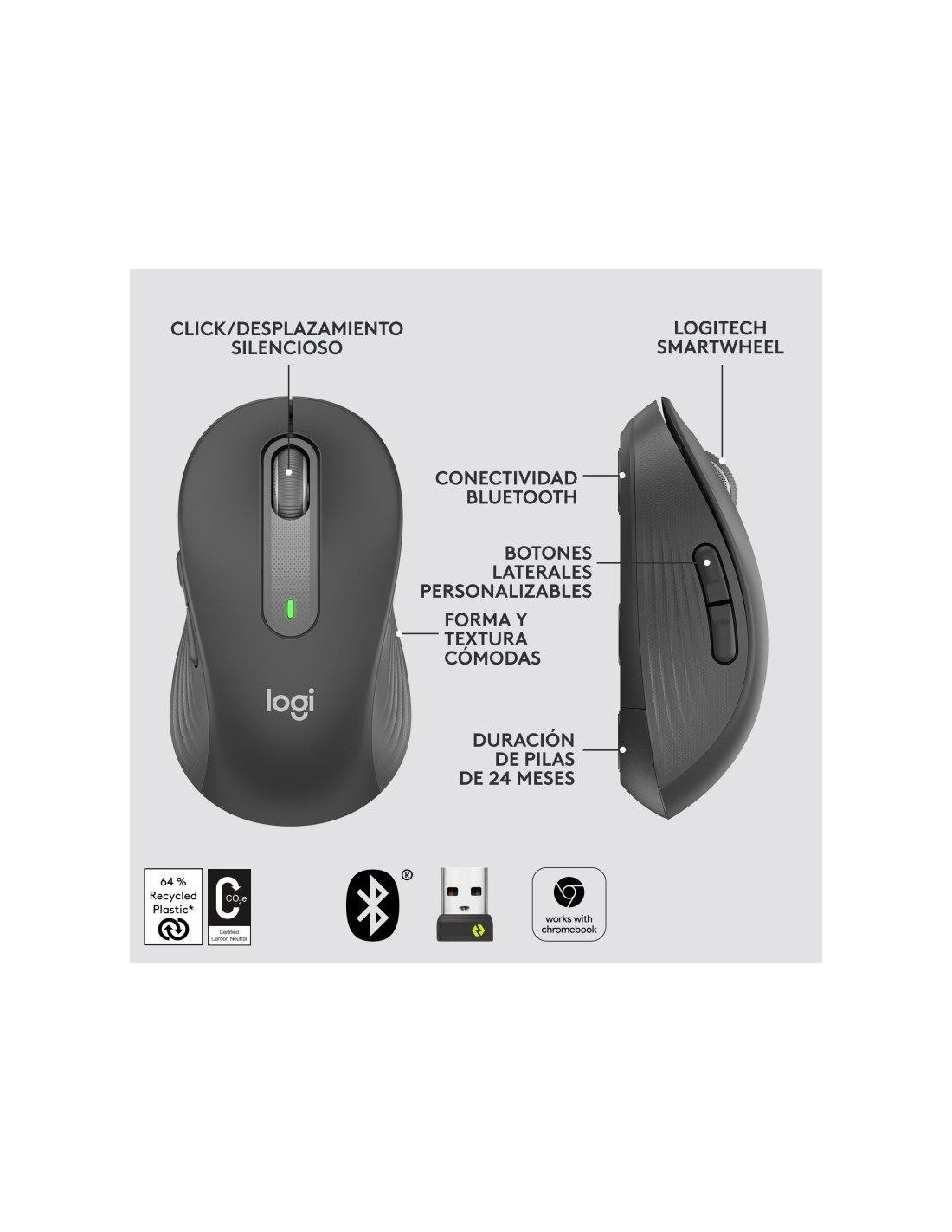 RATON LOGITECH SIGNATURE M650 M WIRELESS BLACK