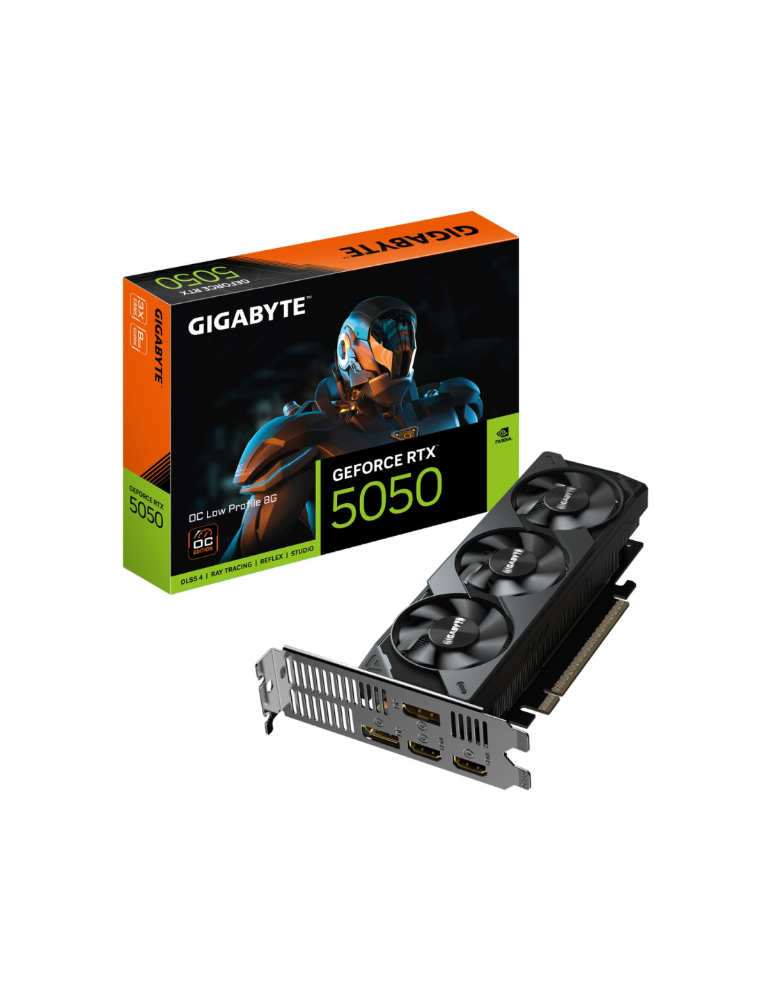 GIGABYTE GeForce RTX 5050 OC Low Profile 8G Tarjeta Gráfica - 8GB GDDR6, 128bit, PCI-E 5.0, 2587MHz Frecuencia del núcleo, 2 x D