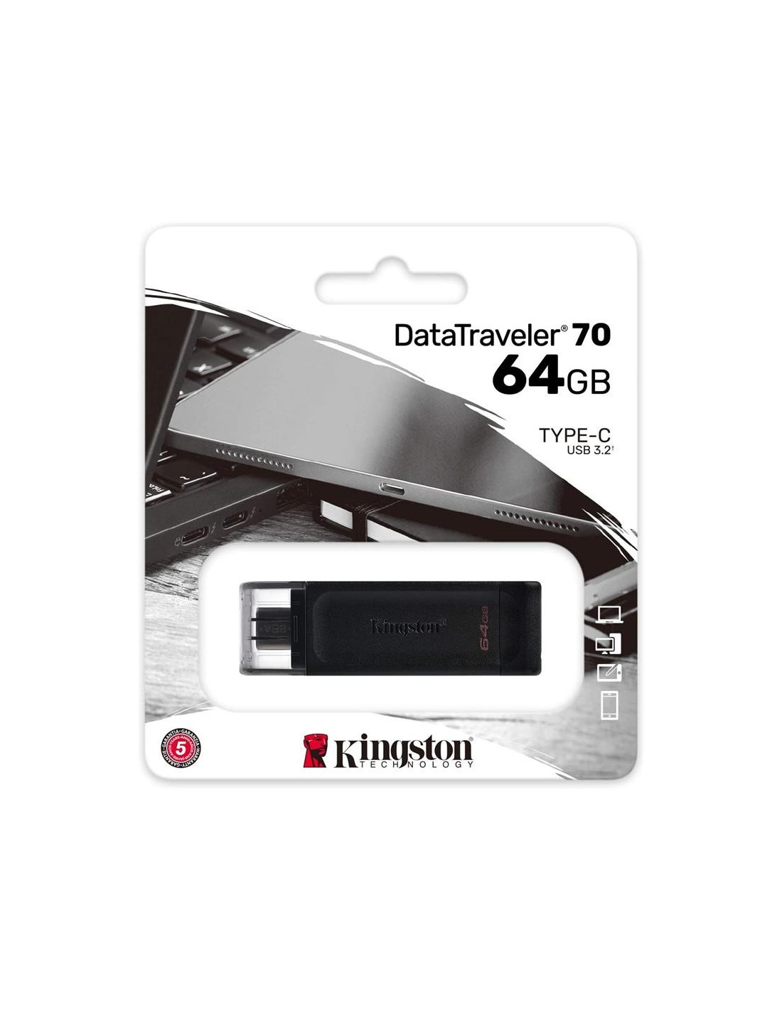PEN DRIVE 64GB KINGSTON USB-C 3.1 BLACK
