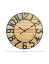 RELOJ PARED VINTAGE NEGRO/MADERA CLARA 60CM