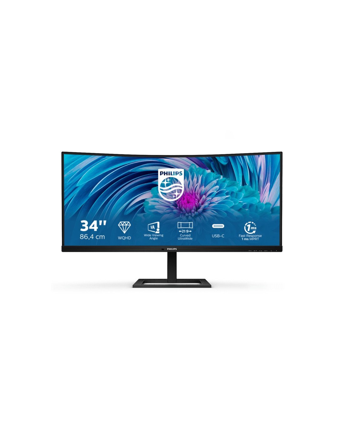Philips E Line 346E2CUAE/00 pantalla para PC 86,4 cm (34") 3440 x 1440 Pixeles Wide Quad HD+ LCD Negro