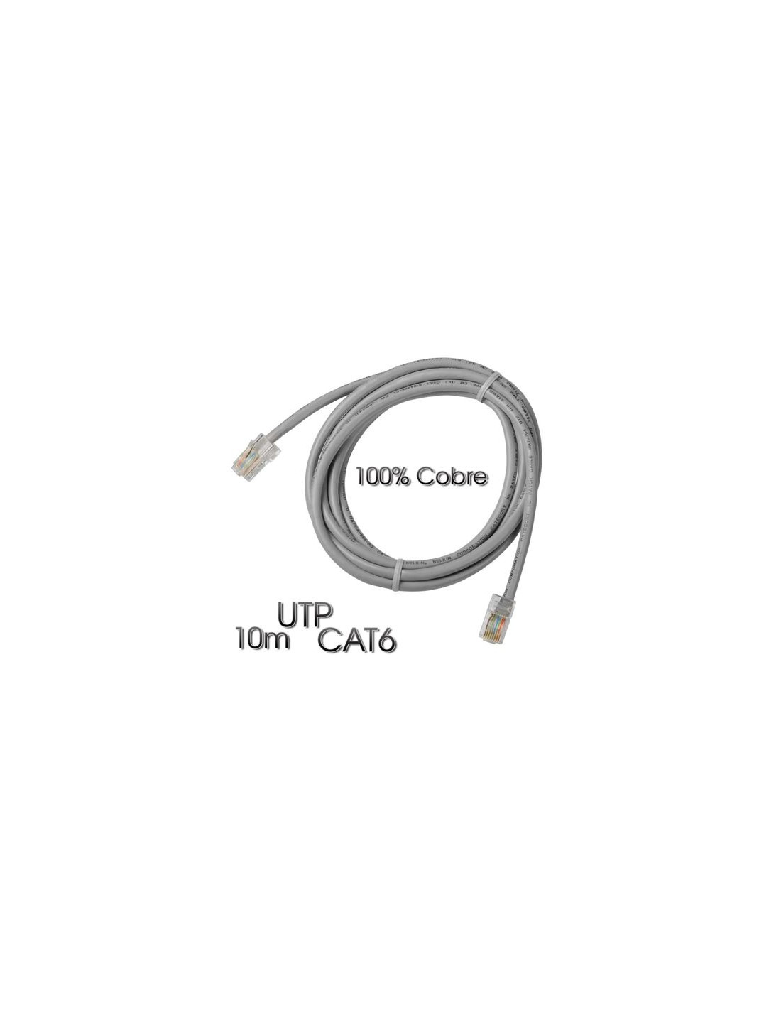 CABLE DE RED UTP CAT 6 10M GRIS CLARO 100% COBRE CROMAD