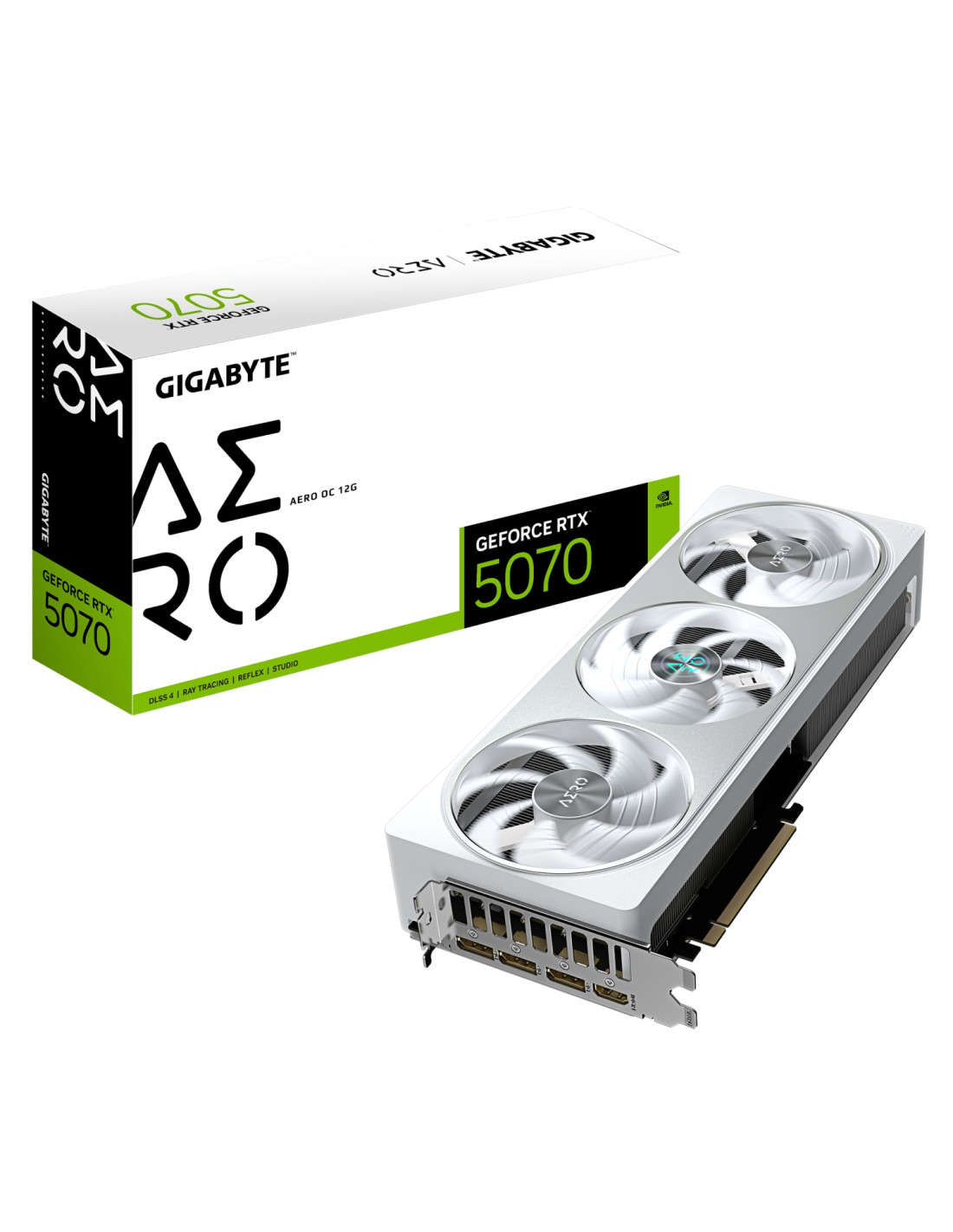 GIGABYTE GeForce RTX 5070 AERO OC 12G Tarjeta Gráfica - 12GB GDDR7, 192 bits, PCI-E 5.0, XXXX MHz Core Clock, 3 x DP 2.1a, 1 x H