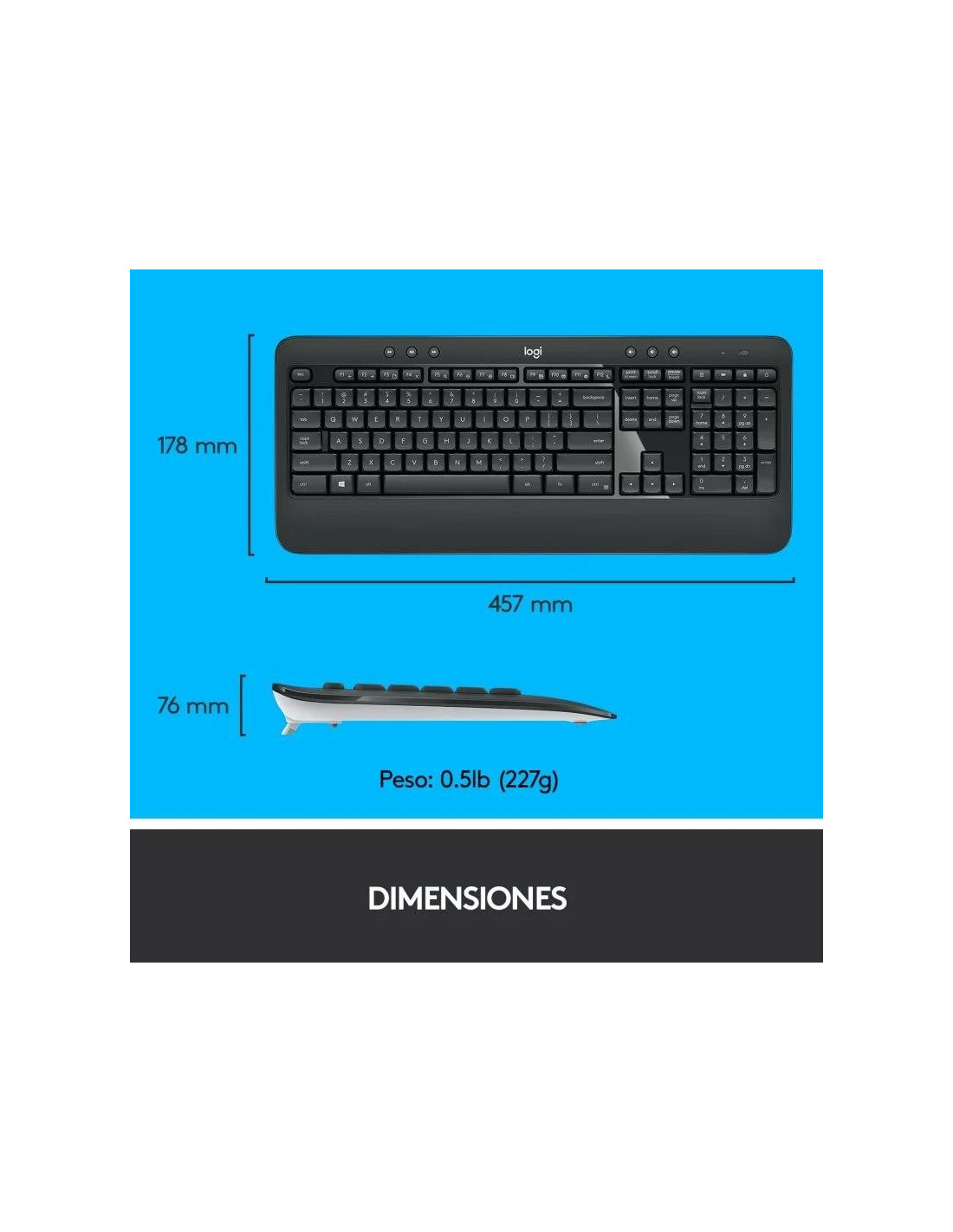 TECLADO + RATON LOGITECH MK540 WIRELESS BLACK