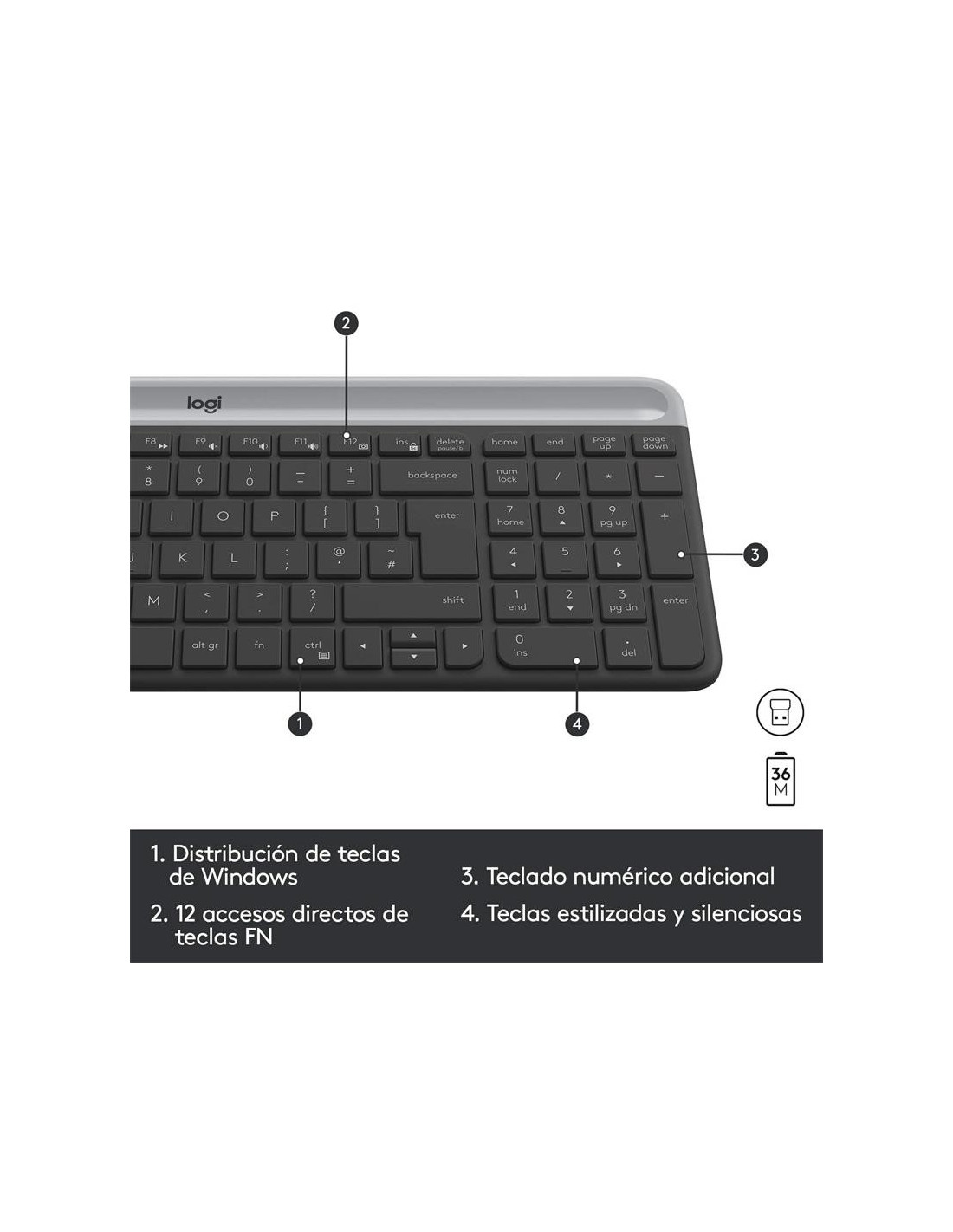 TECLADO + RATON LOGITECH MK470 SLIM WIRELESS SILENT
