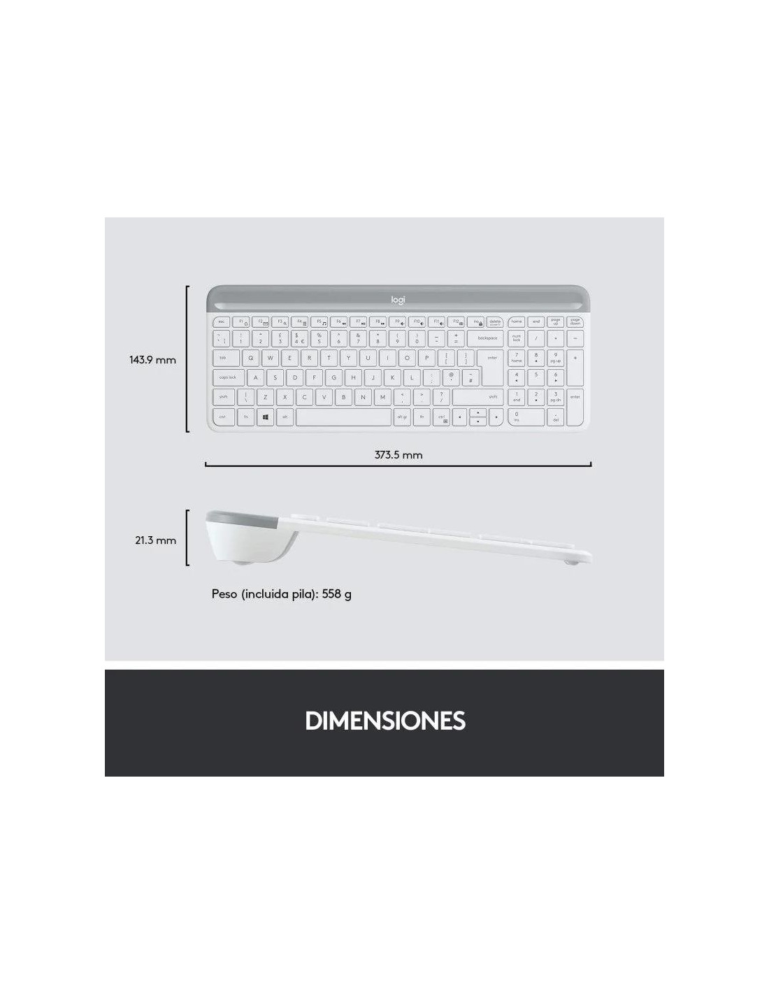 TECLADO + RATON LOGITECH MK470 SLIM WIRELESS SILENT WHITE