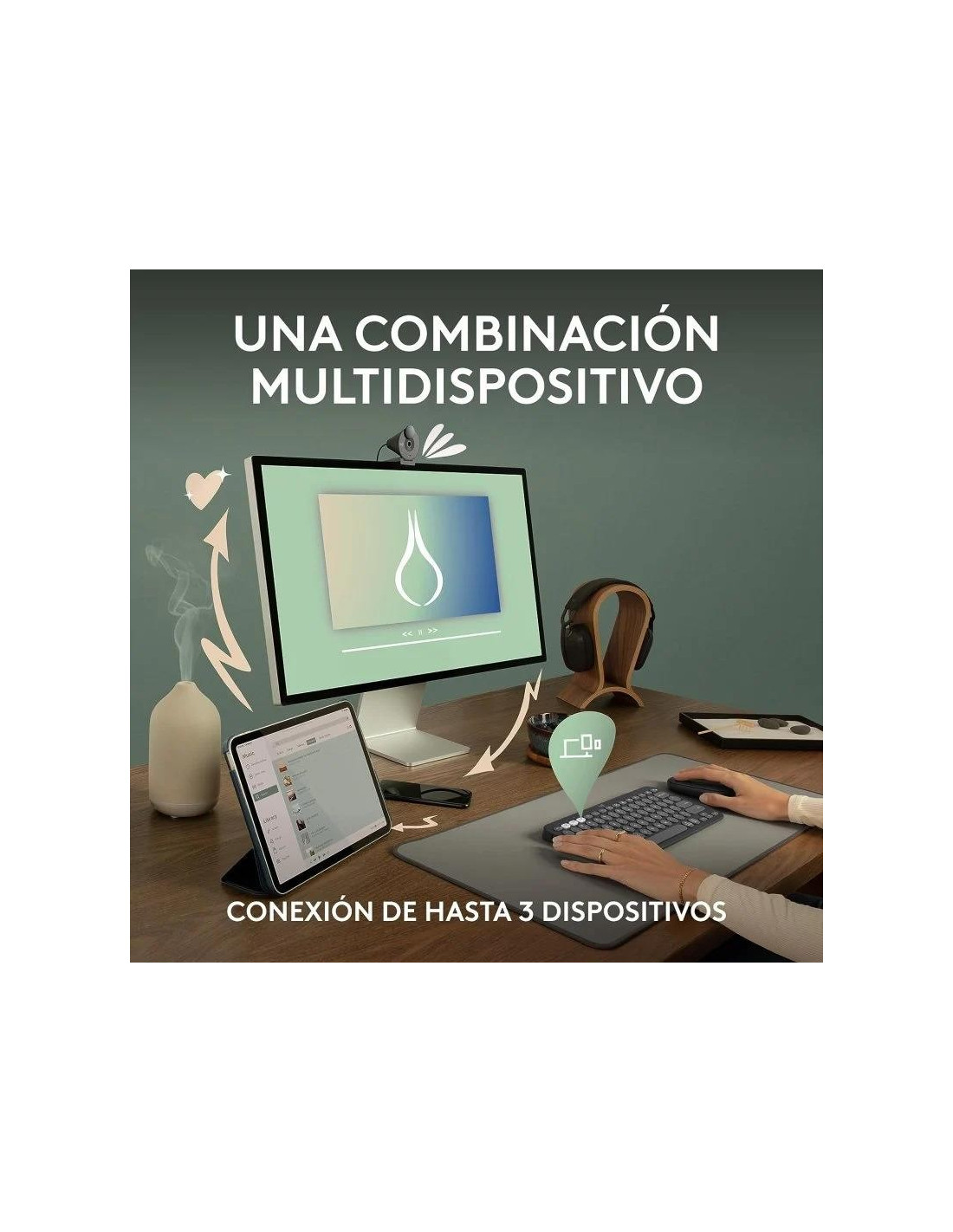 TECLADO + RATON LOGITECH PEBBLE 2 WIRELESS BLACK