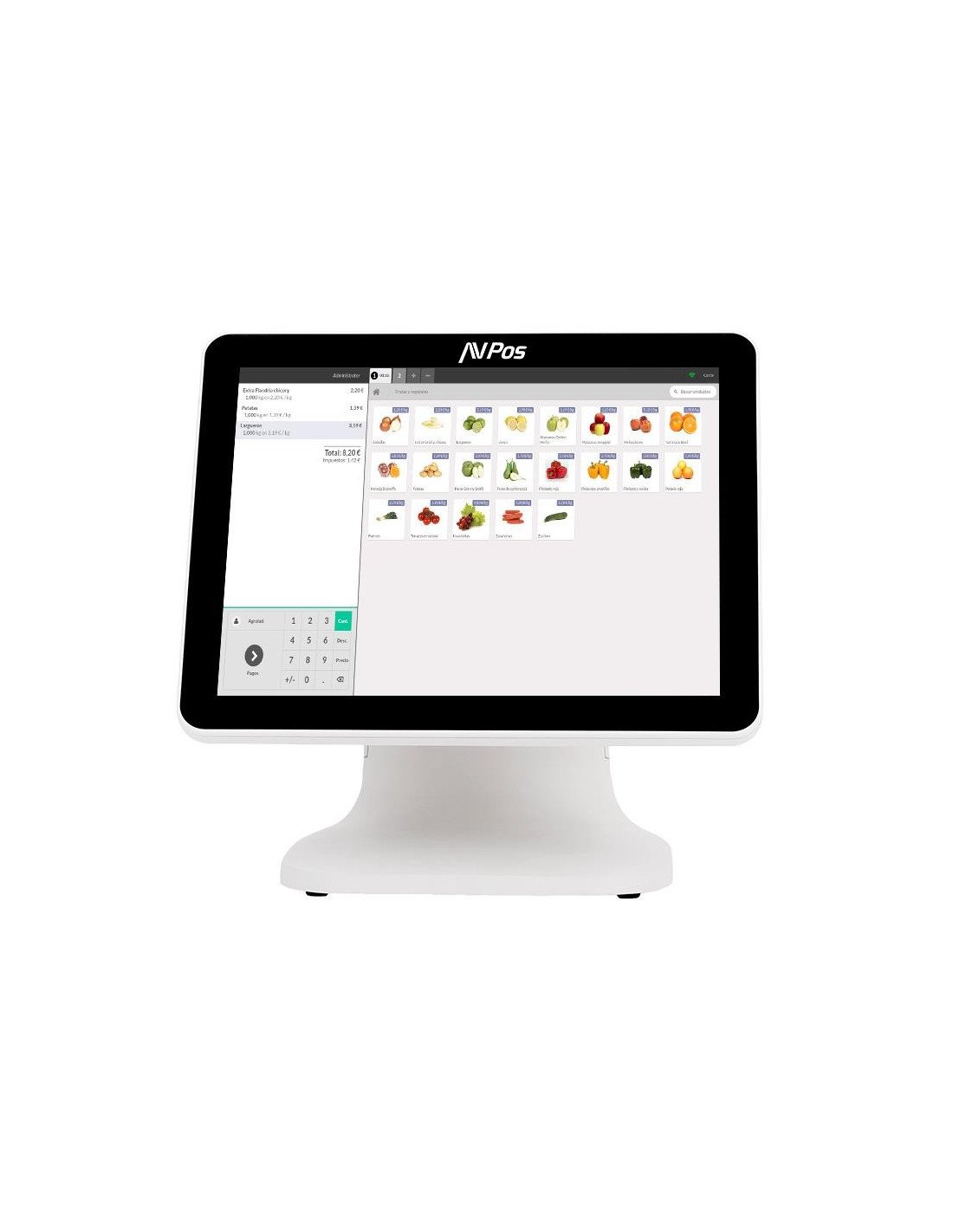 TPV AVPOS K5000 15 ALUMINIO TACTIL I7/8GB/SSD128/W11P WHITE 3YR GARANTIA