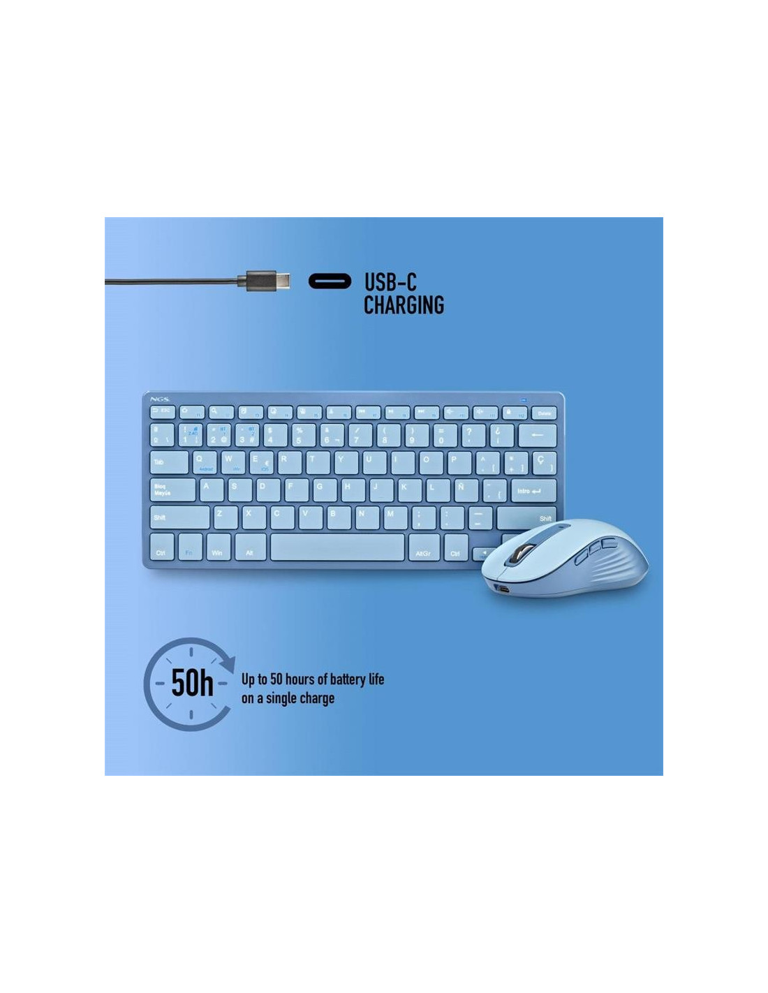 TECLADO + RATON NGS FANTASY KIT WIRELESS BLUE