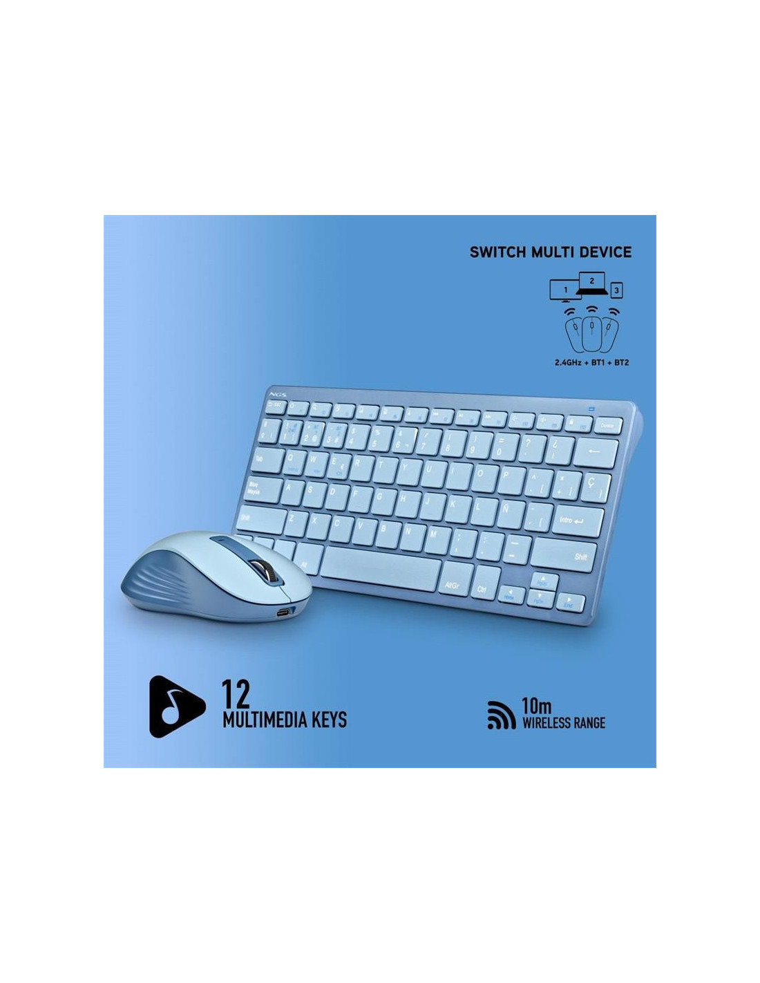 TECLADO + RATON NGS FANTASY KIT WIRELESS BLUE