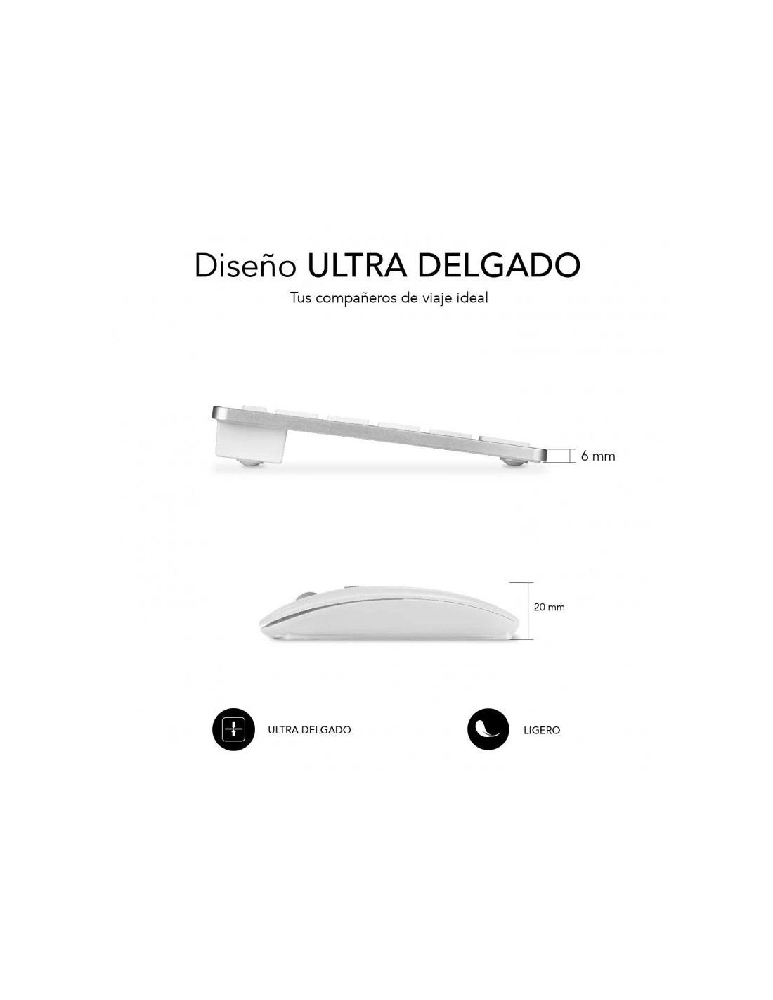 TECLADO + RATON SUBBLIM MULTIDISPOSITVO WIRELESS WHITE/SILVER