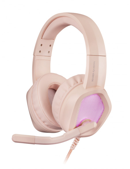 Mars Gaming MH320P Rosa, Auriculares Neodimio RGB Flow, Micrófono y