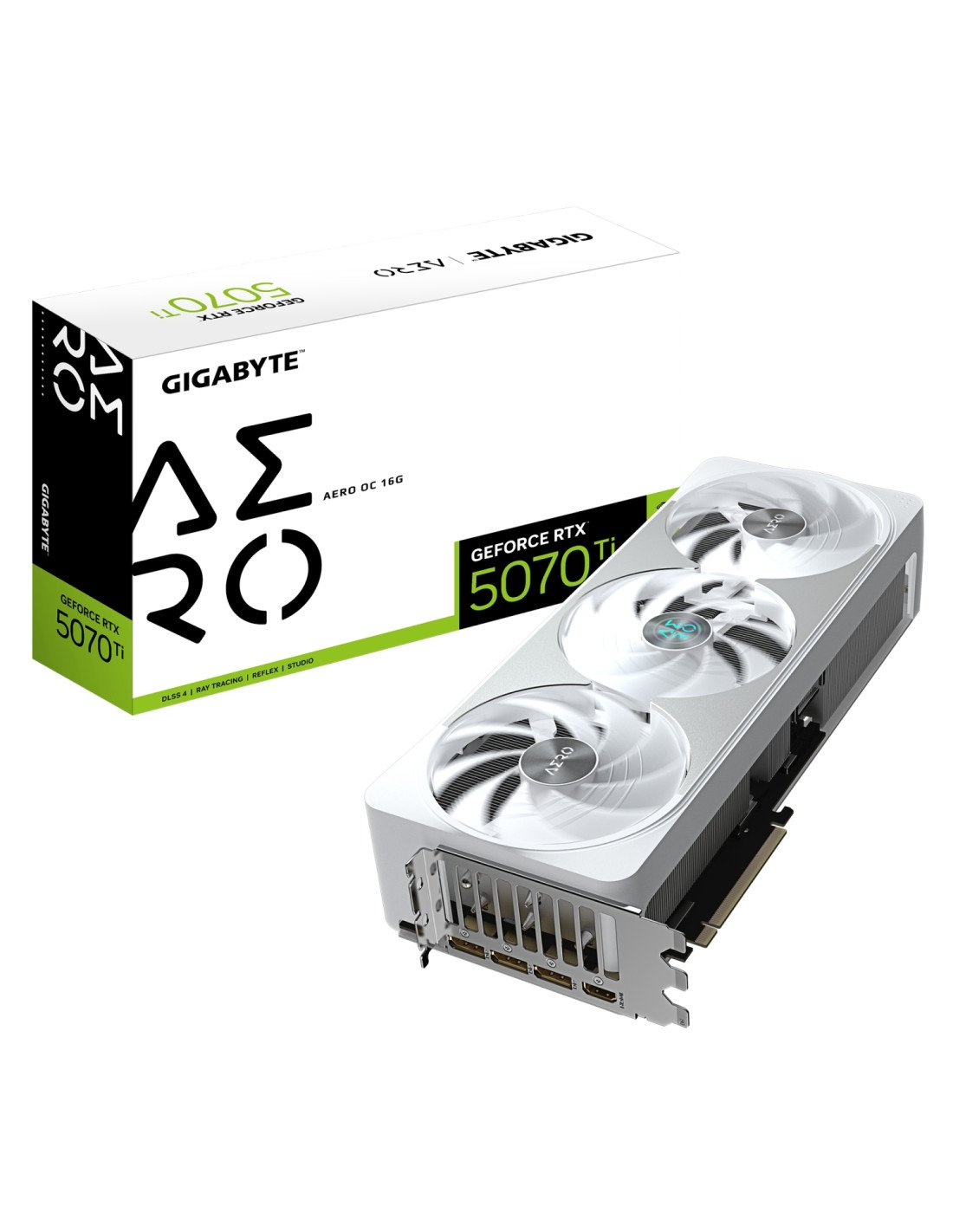 GIGABYTE GeForce RTX 5070 Ti AERO OC 16G Tarjeta Gráfica - 16GB GDDR7, 256 bits, PCI-E 5.0, XXXX MHz Core Clock, 3 x DP 2.1a, 1 