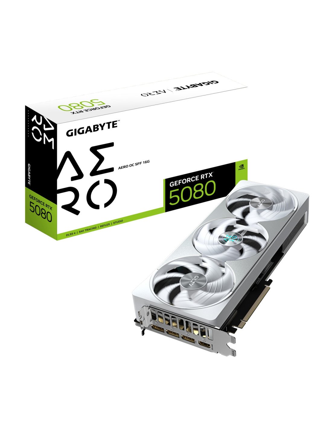 GIGABYTE GeForce RTX 5080 AERO OC SFF 16G Tarjeta Gráfica - 16GB GDDR7, 256 bits, PCI-E 5.0, 2730MHz Core Clock, 3 x DisplayPort