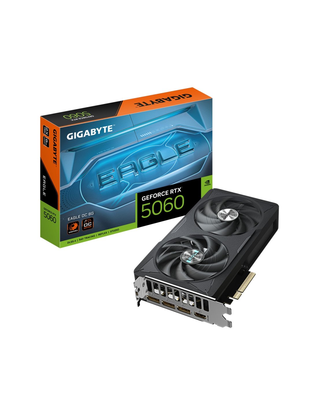 GIGABYTE GeForce RTX 5060 EAGLE OC 8G Tarjeta Gráfica - 8GB GDDR7, 128bit, PCI-E 5.0, 2550 MHz Frecuencia del núcleo, 3 x Displa