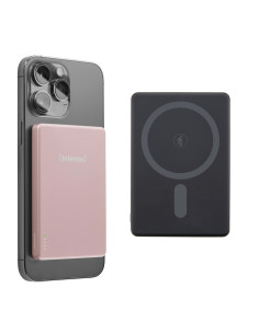 Intenso MW5000 Batería Externa Magnética 5000 mAh – Compatible con MagSafe, Carga Inalámbrica 15W, USB-C PD 20W, Delgada y Compa